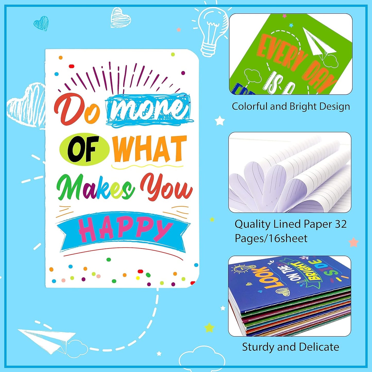 24 Pcs Mini Colorful Notebooks, Funny Motivational Journals Notepads Inspirational Notepads Small Pocket Notebook for Kids Teacher School Office Gift Bulk Prizes Travel Supplies (Colorful)