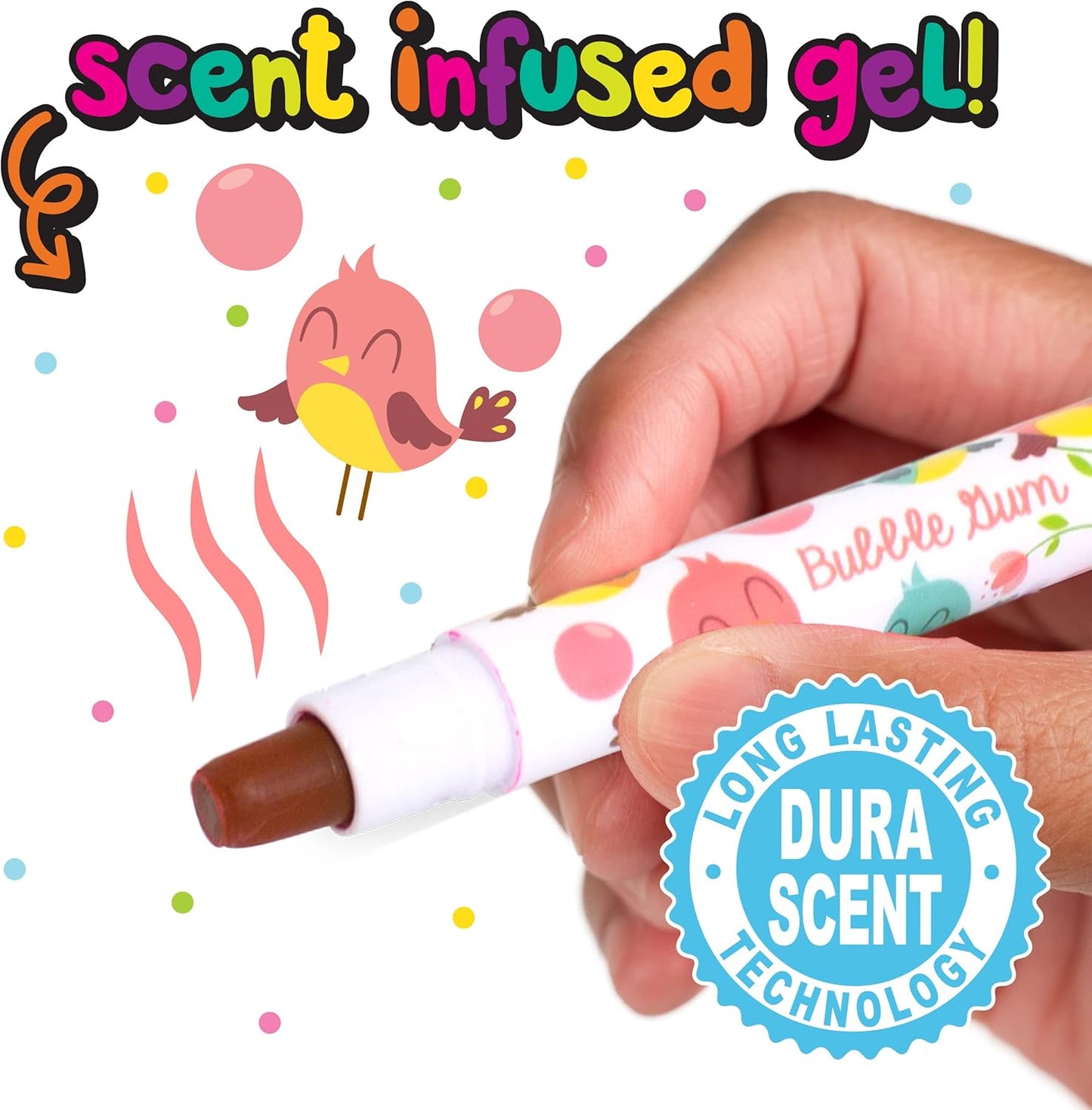 Scentco Spring Smelly Gellies - Patented Gourmet Scented Glidewrite Gel Coloring Sticks, Crayons, Highlighters - 5 Count - Gifts for Kids