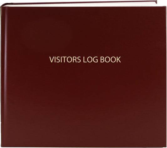 BookFactory Visitor Log Book Visitor Register Visitors Sign-in Book - 120 Pages, 8 7/8'' x 7'' - Burgundy Cover, Section Sewn Hardbound (Made in USA)