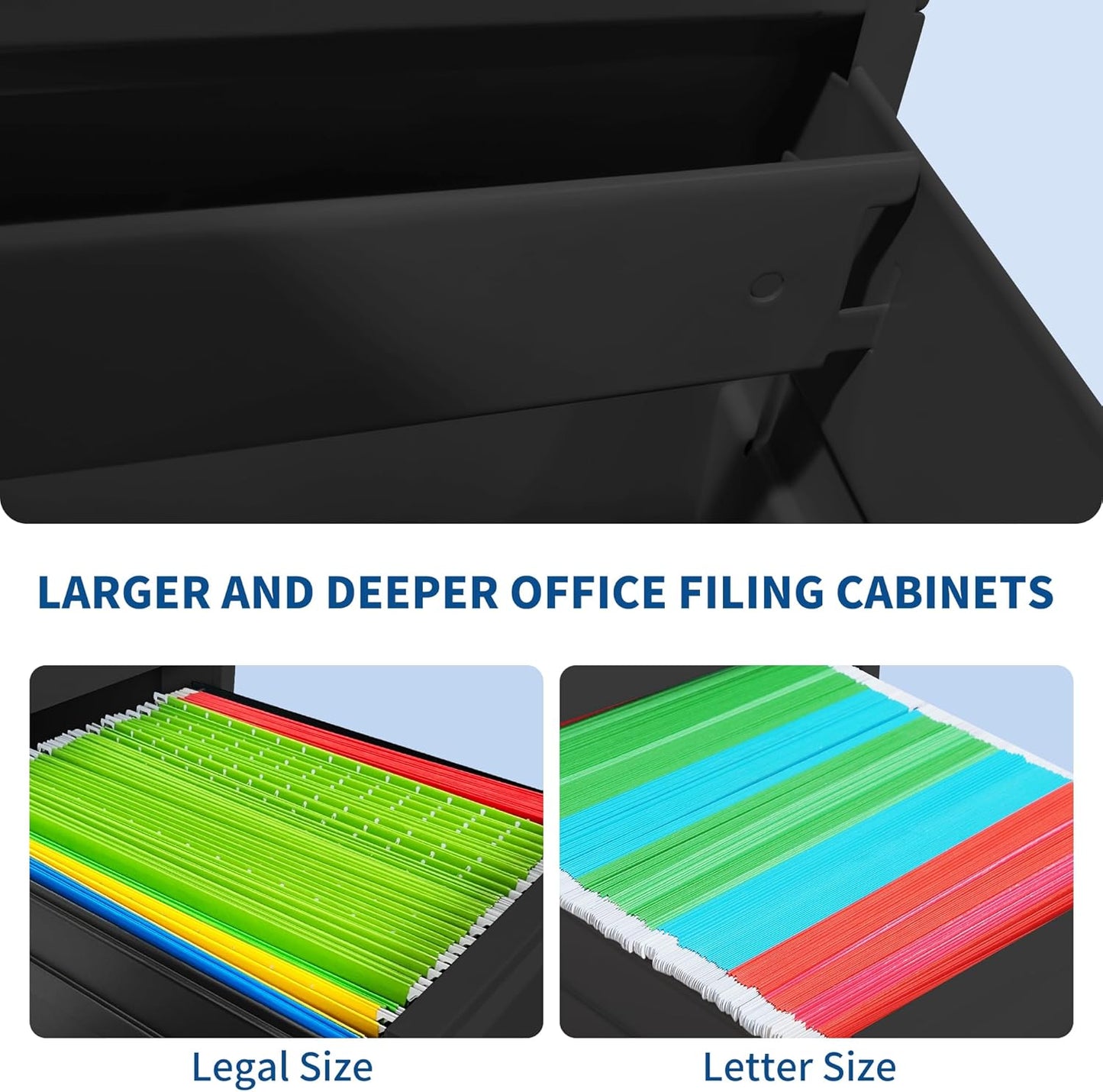 2-Drawer Locking Vertical File Cabinet, Metal Storage Cabinet for Office/Home – Secure Vertical Filing for Letter/Legal/A4/F4 Documents, Easy to Assemble Steel Cabinet, Black (Black, 2 Drawer-28 H)