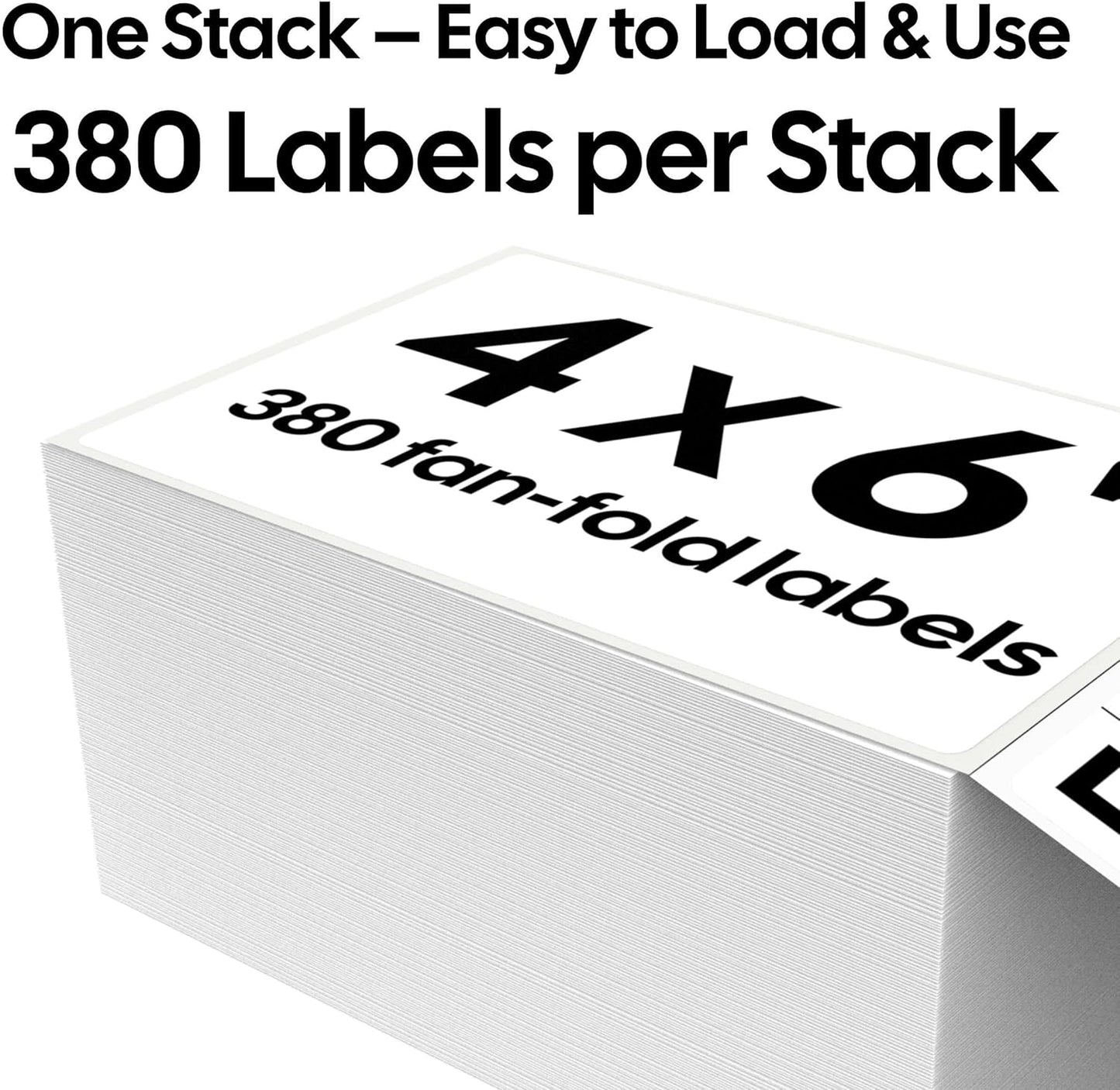 4x6 Thermal Labels, 380 Fanfold Labels, Perforated & Strong Adhesive, Compatible with Direct Thermal Printers for USPS UPS FedEx DHL Address Shipping Label