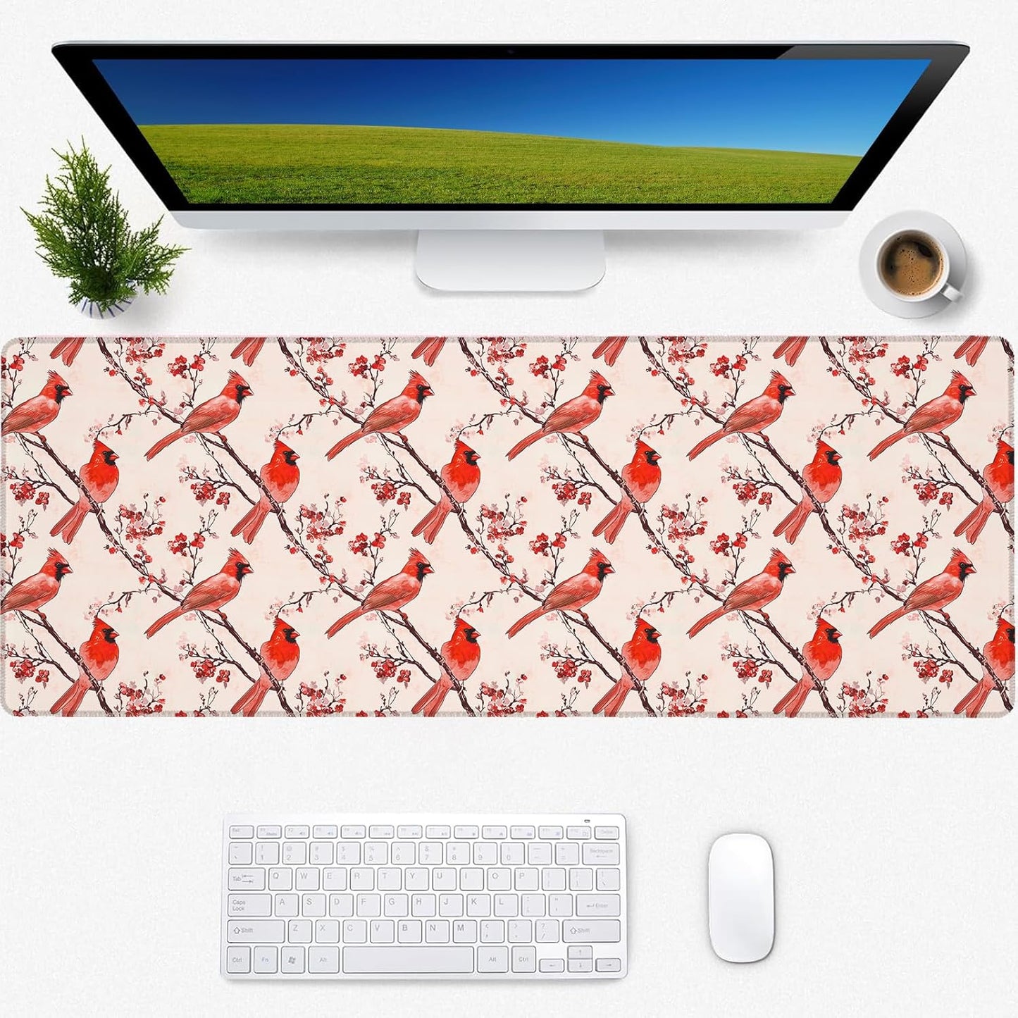Cardinal Gaming Mouse Pad, Desk Mat, Non-Slip Rubber Base Cool Aesthetic MousePads for Computer Laptop Keyboard Office School Home Desktop Decor 31.5" x 11.8"