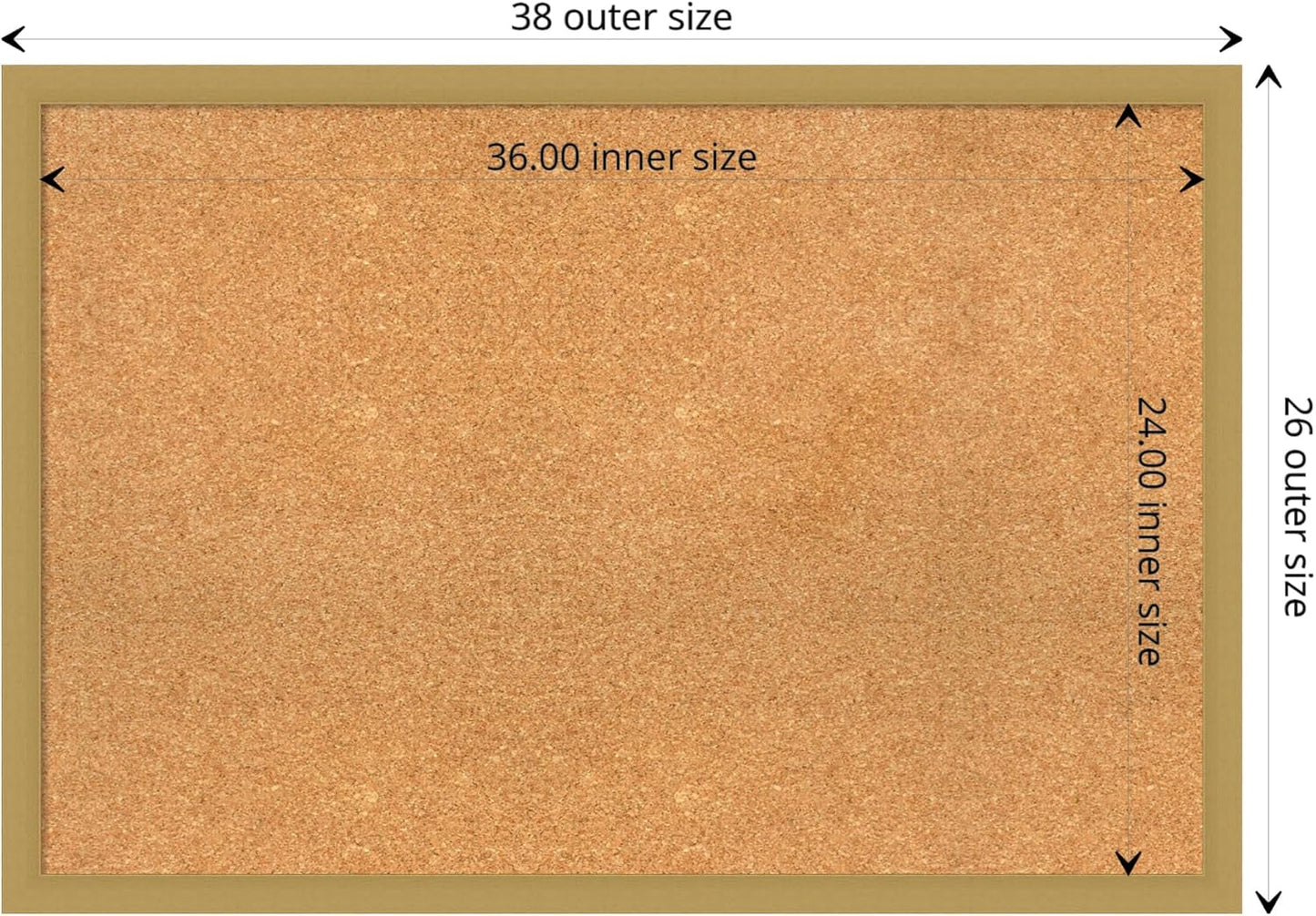 Amanti Art Natural Cork Board for Wall, 26x38 Vision Board with Gold Frame, Large Corkboard Office Decor for Home Organization, Casual Corkboard Pinboard to display items for home organization