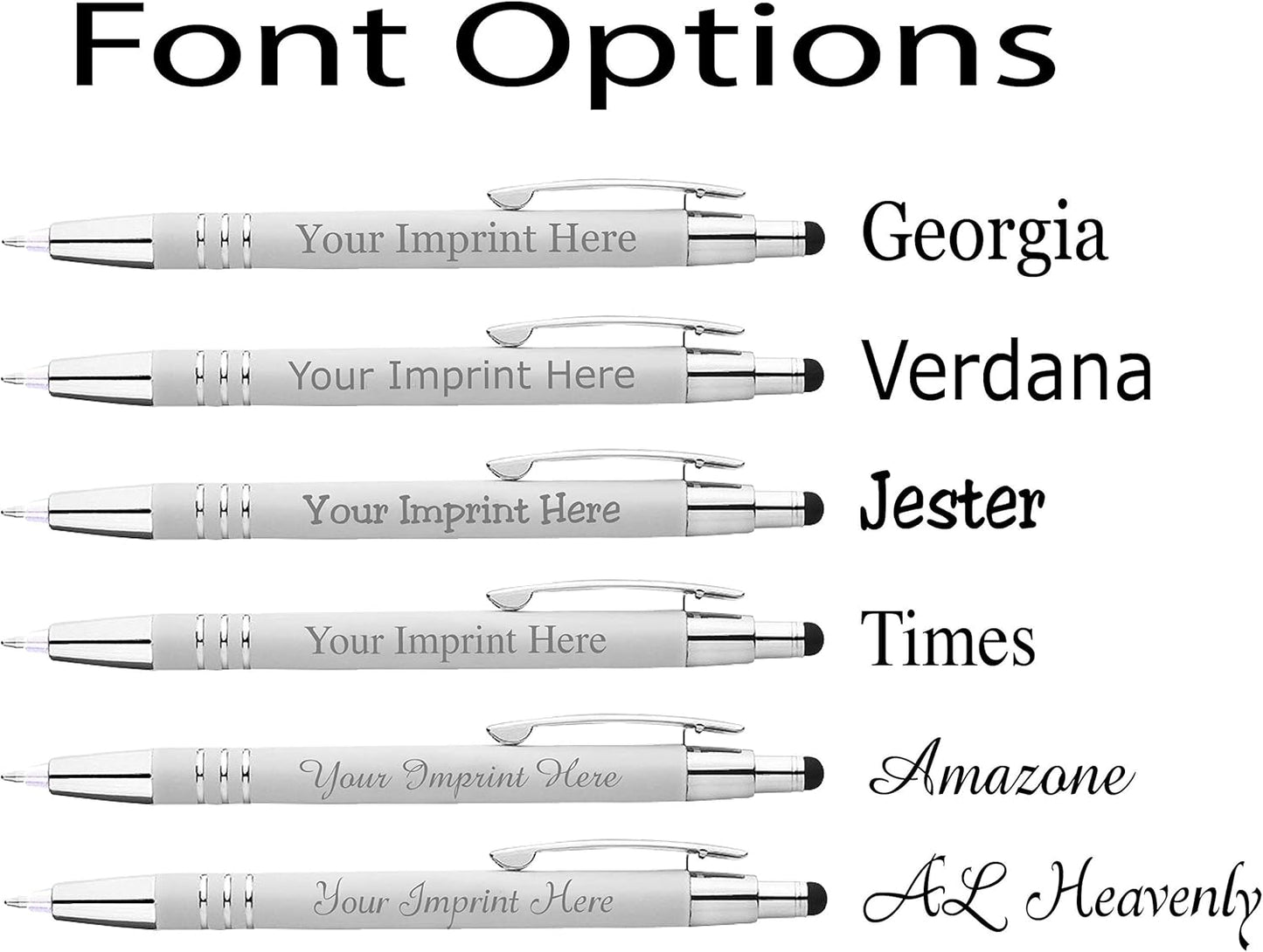 ExpressDesigns™ - Personalized Pens Gift Set - 2 Pack of | LED Flashlight Soft Touch Metal Pens w/gift box | Luxury Ballpoint Pen Custom Engraved with Name or Message | Light Up Pens (White)