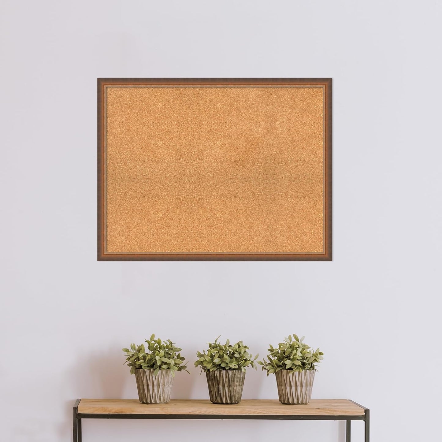 Amanti Art Natural Cork Board for Wall, 28x36 Vision Board with Bronze Frame, Large Corkboard Office Decor for Home Organization, Modern Corkboard Pinboard to Display Items for Home Organization in