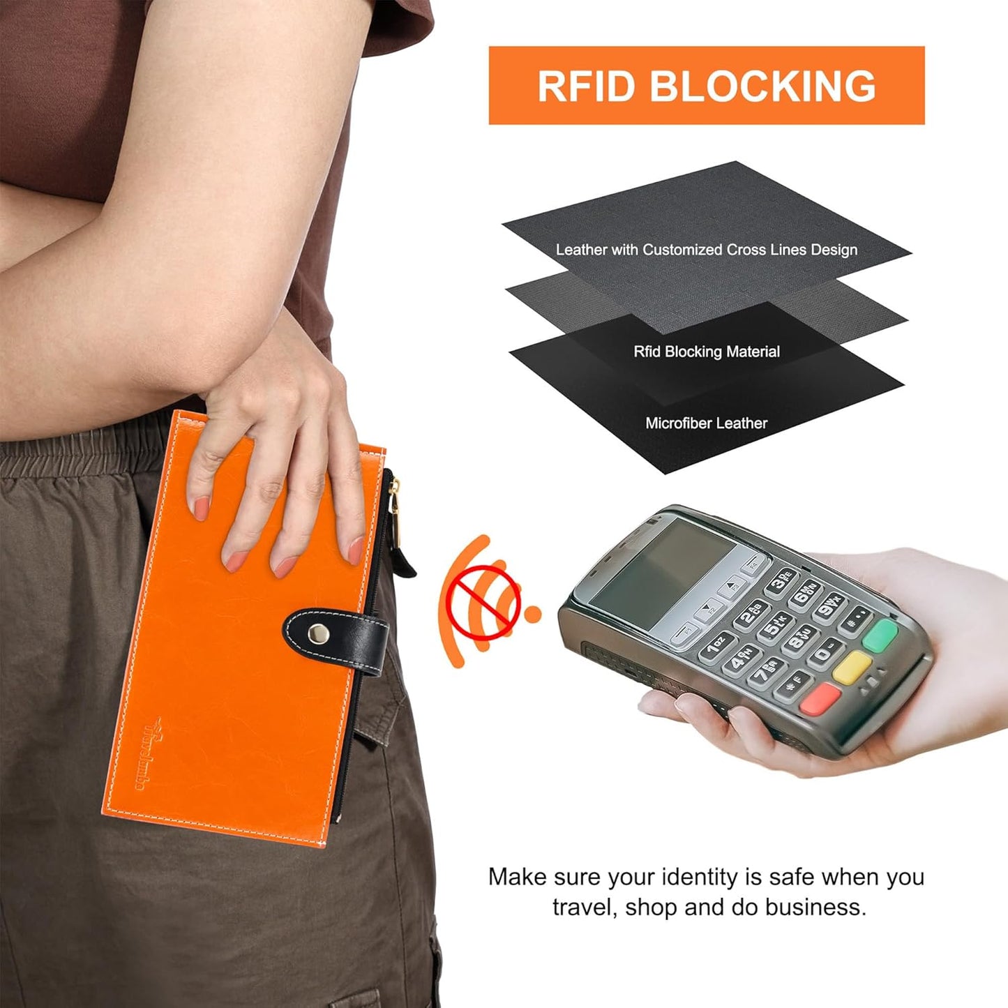 Travelambo RFID Wallet Women Large Size Bifold Multi Card Wallet Case with Zipper Pocke Credit Card Holder for Women