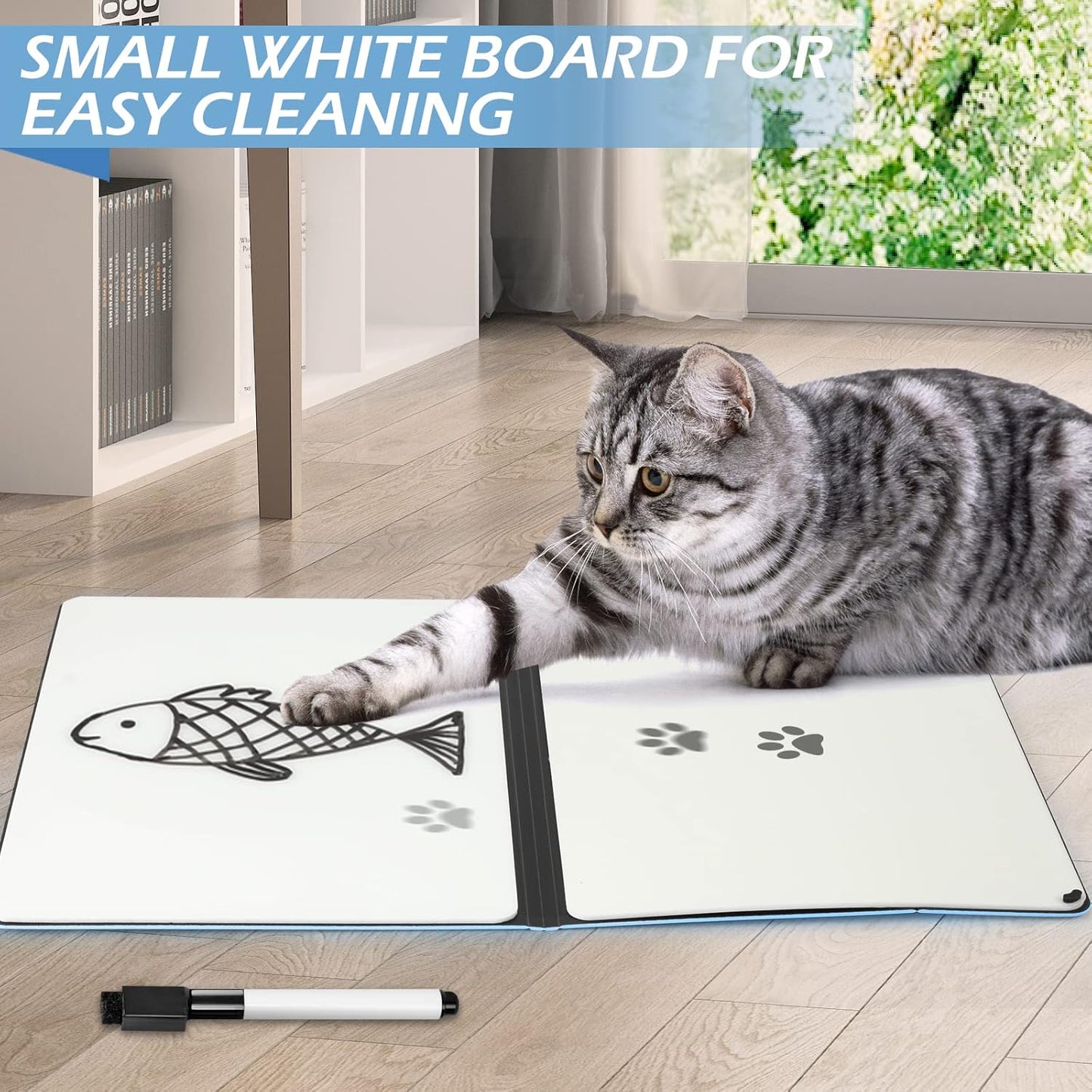 Mini Whiteboard 12"x9" Small White Board Dry Erase, Erasable Notebook Foldable Desk Whiteboard Holder Dry Erase Board, Office, Home, Travel, School, Portable (Blue)