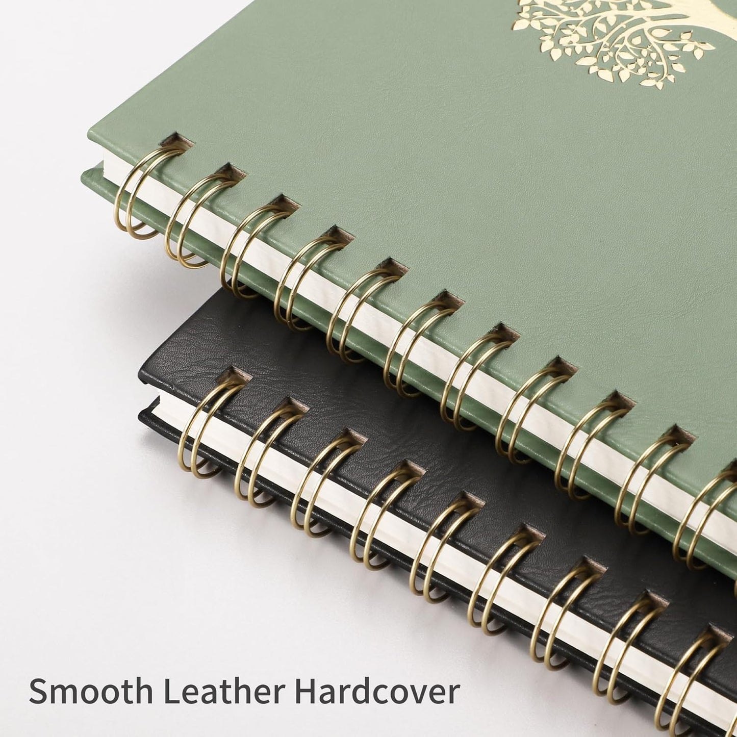 RETTACY Spiral Journal Notebook, 110 Numbered Pages, A4 Large Size (8.5'' x 11''), for Men & Women, Journaling, Writing, Work & Office, Leather Hardcover, 100 GSM Thick Paper (Light Green)