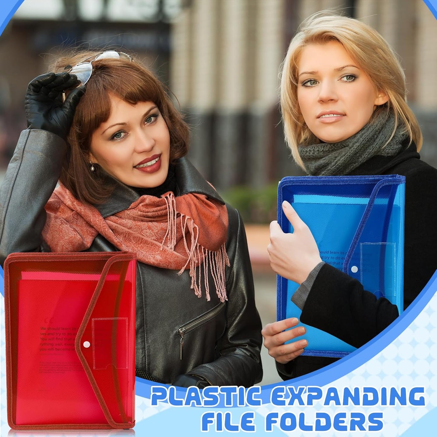 4 Pack A4 Expanding Plastic File Folders Waterproof Document Organizer with Snap Button Multiple Pockets, Office Home Office Storage (4 Color)