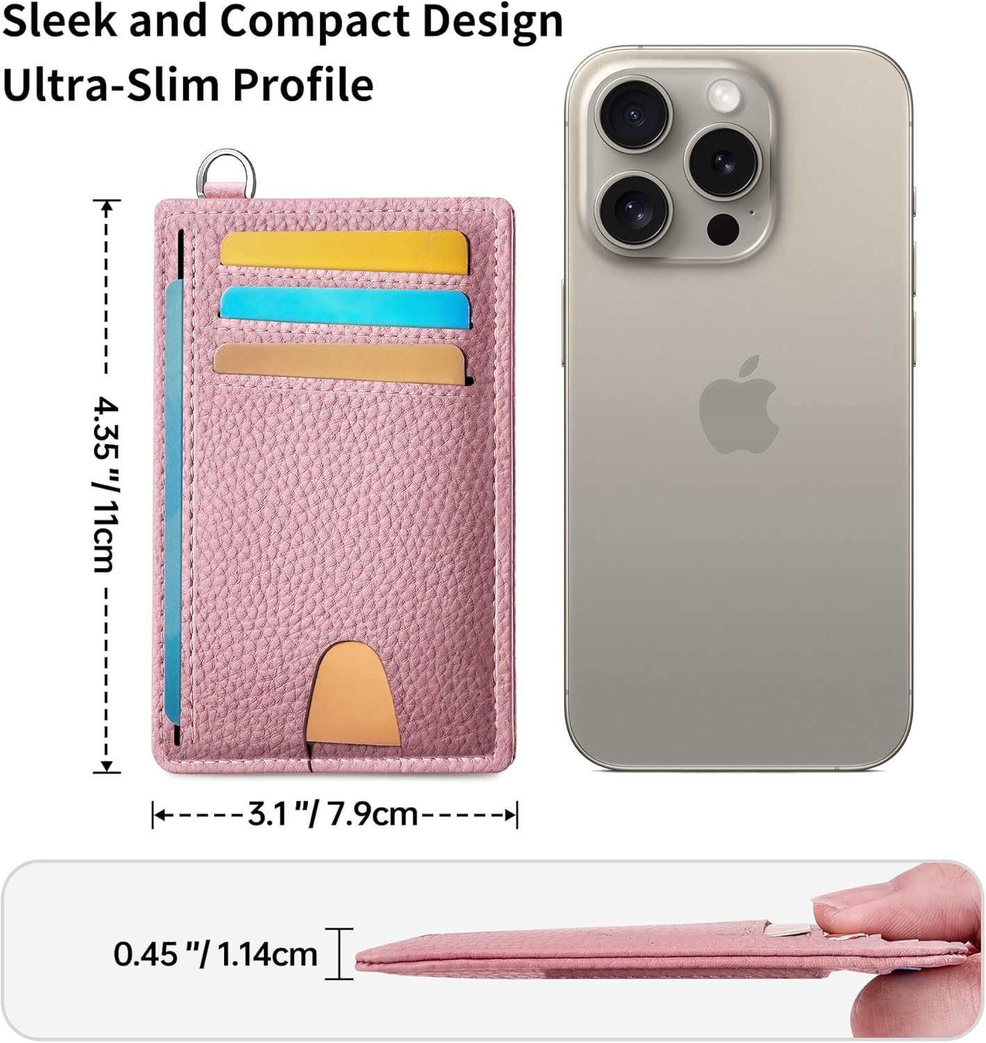 Mayski Slim Wallet, Credit Card Holder for Women, Minimalist Front Pocket RFID Blocking Card Cases, Small Wallet Women Men(Litchi Pink)