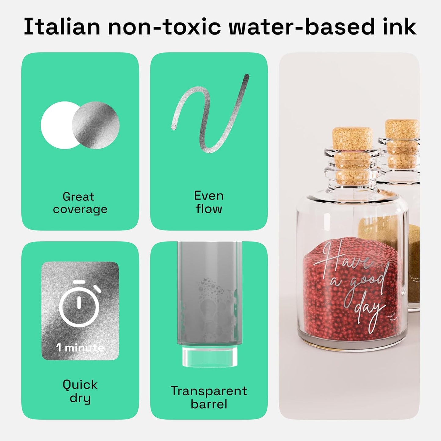 ARTISTRO 2 Silver Acrylic Paint Markers - 0.7mm Extra Fine-Tip Metallic Paint Pens - Perfect for Crafting, Art Projects, & More