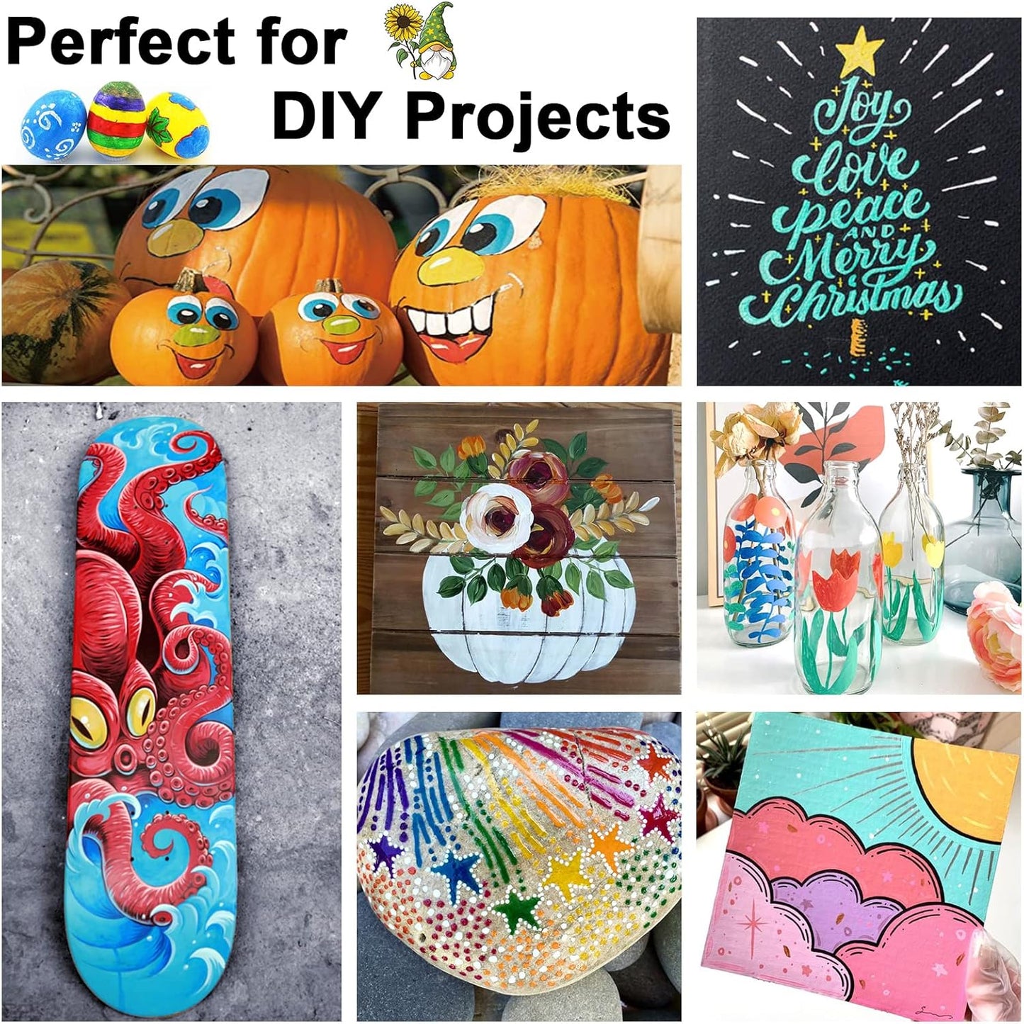 24 Colors Acrylic Paint Pens, Dual Tip Pens With Fine Tip and Brush Tip for Rock Painting, Ceramic, Wood, Plastic, Calligraphy, Scrapbooking, Brush Lettering, Card Making, DIY Crafts