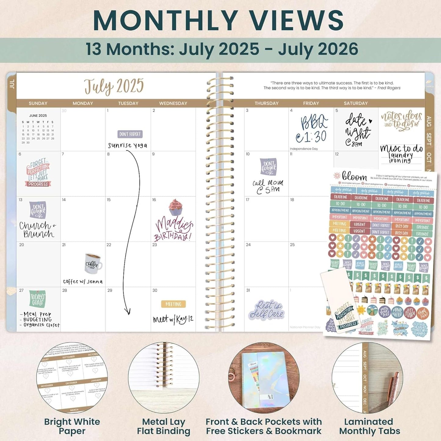 bloom daily planners 2025-2026 (8.5" x 11") Academic Year Day Planner (July 2025 - July 2026) - Weekly & Monthly Dated Agenda Organizer with Stickers & Tabs - Iridescent Opal