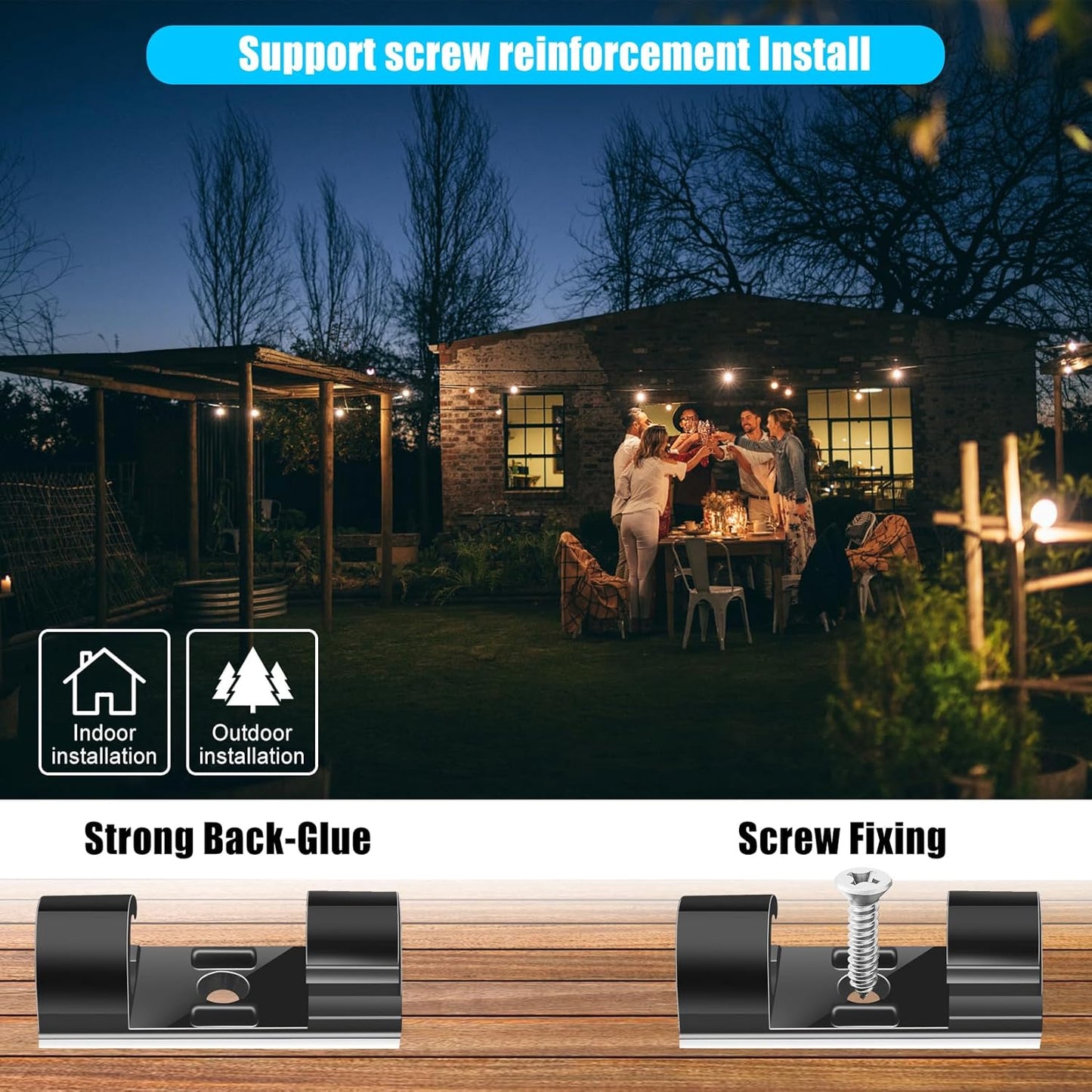 XHF 35pcs Large Self Adhesive Cable Clips Black,Wire Clips Cable Management Wire Organizer Cord Holder for Under Desk, Car, Wall, TV PC Ethernet Cable