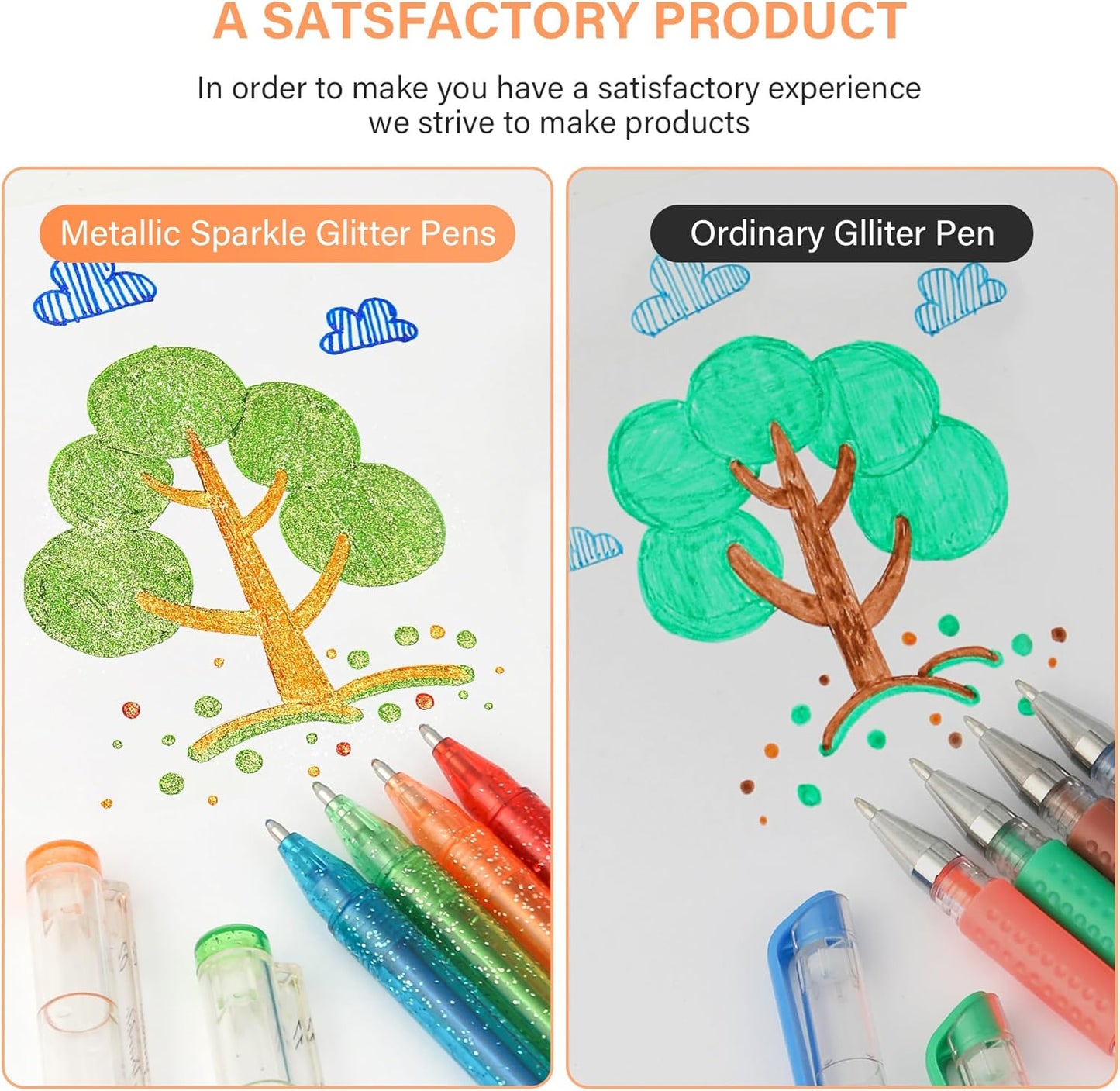 ZSCM 36 Pack Metallic Glitter Gel Pens Set, 18 Colors Sparkle Gel Pens with 18 Glitter Pen Refills in Canvas Bag for Adult Coloring Book Drawing Crafts Scrapbooks Journaling