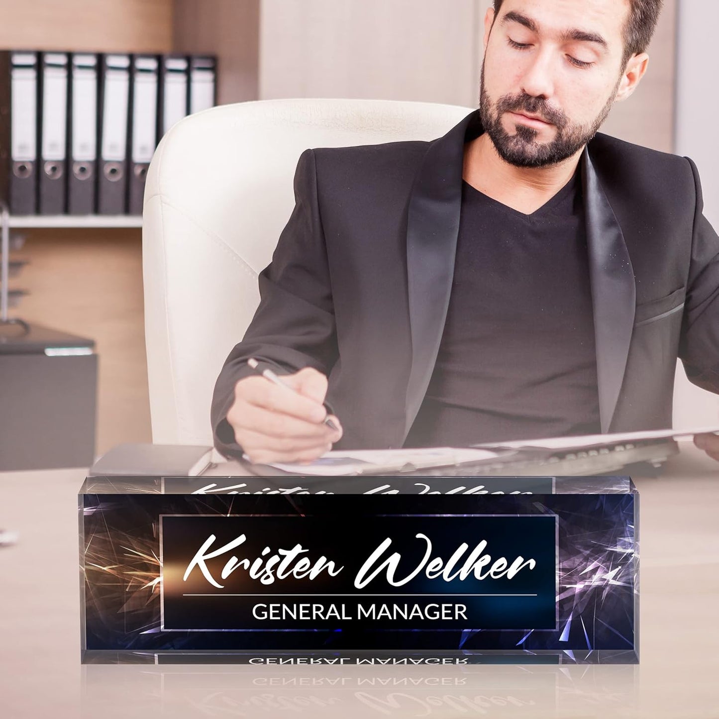 Office Desk Name Plate Personalized, Custom Name Plates for Desks, Name Plate Personalized for Office, Employee Appreciation Gifts (Sparkle)