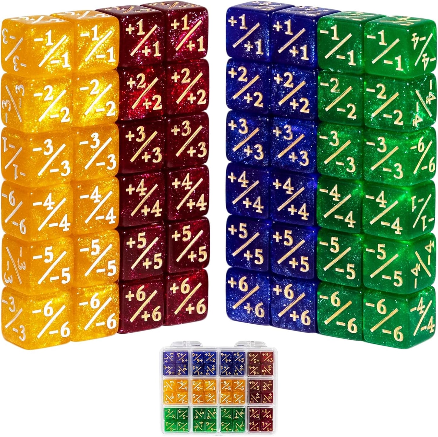48PCS 12mm Life Counters Dice Set, Small MTG Tokens Loyalty 6 Sided Dice with Box, Compatible MTG Magic Card Game Accessories