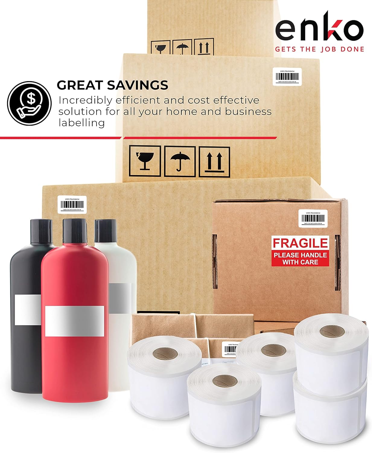 enKo (24 Rolls / 24000 Labels) 30334 Dymo Compatible Multipurpose Barcode (1-1/4" x 2-1/4")