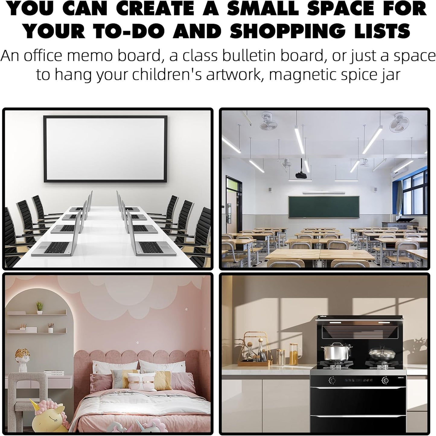 TonGass (6 Pcs, 2x15 Inches) Magnetic Strip with Adhesive Backing, Stainless Steel Strips Bulletin Bar Board, Metal Magnetic Strips for Wall with 48 Pcs Magnets for Home, Office, School Use