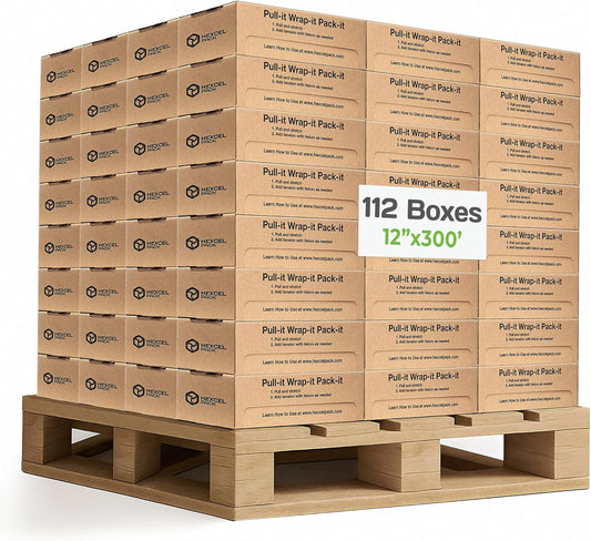 HexcelWrap Mini - Honeycomb Packing Paper, Eco-Friendly, Sustainable Paper Bubble Wrap for Shipping & Moving, Cushioned Packing Material in Dispenser - Natural, Pallet of 112, 12" x 300'