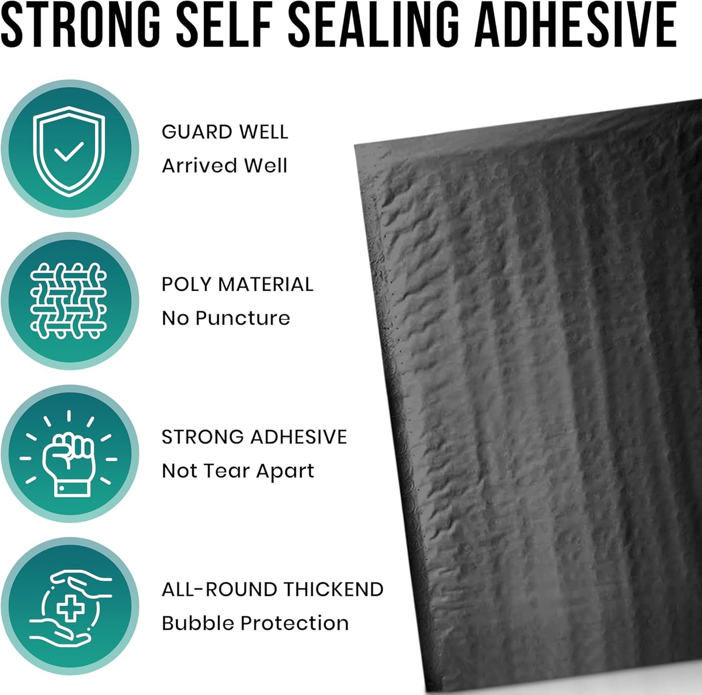 Levex - #000 4" x 8" [10 Pack] Black Poly Bubble Mailers, Padded Envelope Mailers, Packing Envelope & Mailing Bags for Shipping