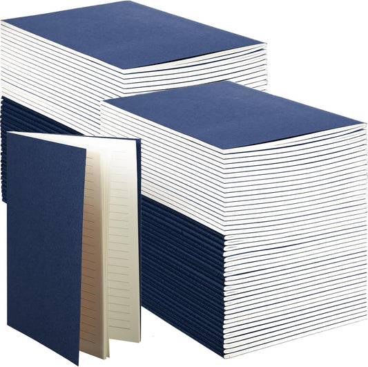Sepamoon 150 Pack Kraft Notebook Journals 5.82 Inch x 4.13 Inch A6 Journal Softcover Notebooks Bulk for Kids Student Writing Sketch Travel Office Notepad with 48 Pages 24 Sheets, Lined (Blue)