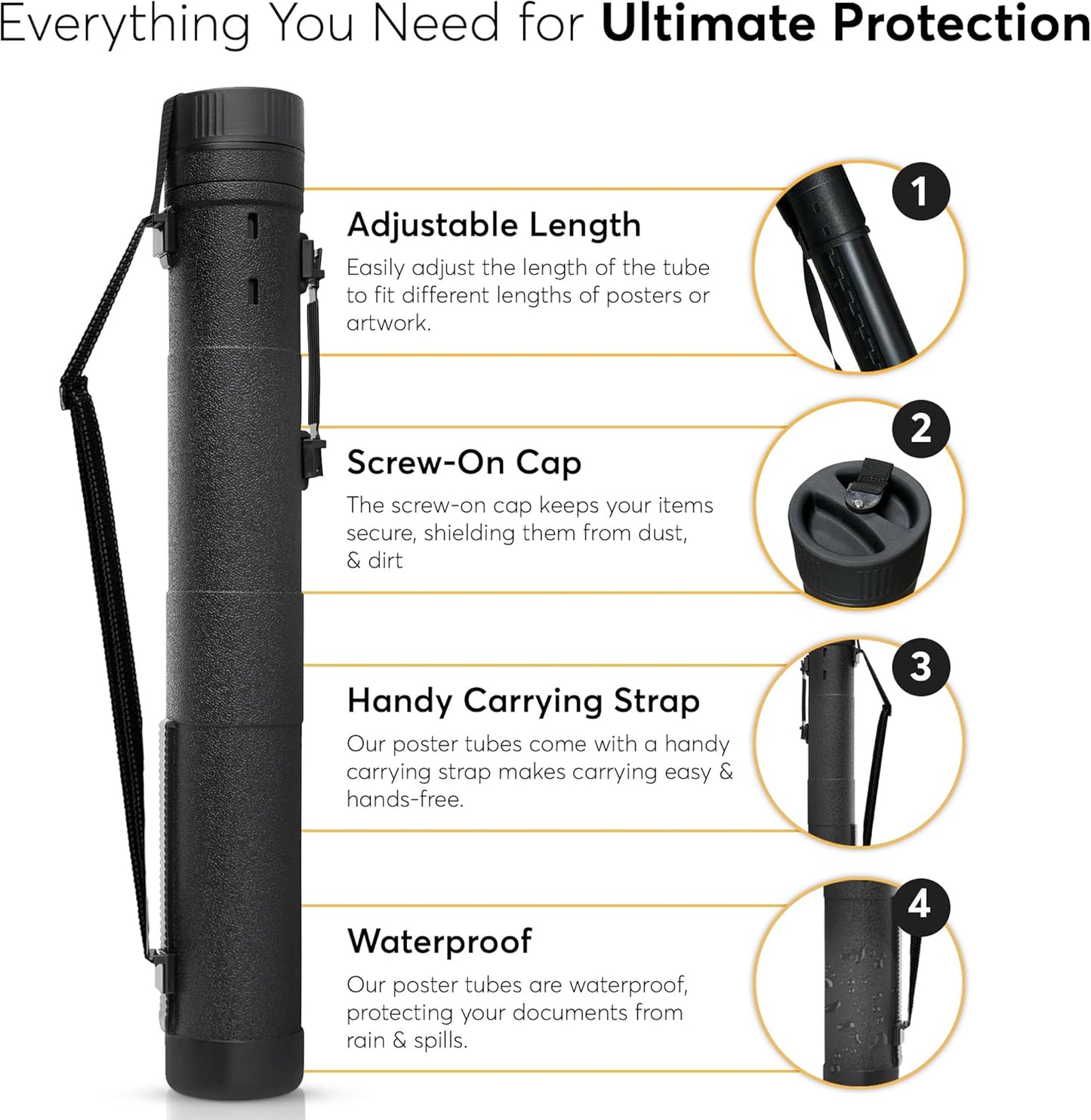 Extendable Poster Tubes For Storage - Blue Print, Mailing Tube, Arrow Tube, Art Carrying Case, Paper Tubes, Paint Tube Storage, Poster Bag, Packing Tubes, Drawing Case, Map Storage, Organizer