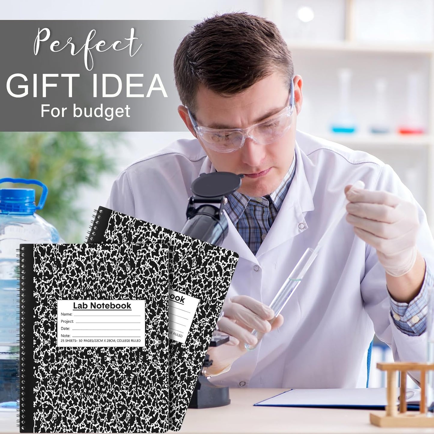 1 Pack Carbonless Lab Notebook Carbon Copy 8.5'' x 11'' Laboratory Engineering Chemistry Computation Notebook Science Grid Contains 25 Set Pages 50 Sheets Total Coil Binding