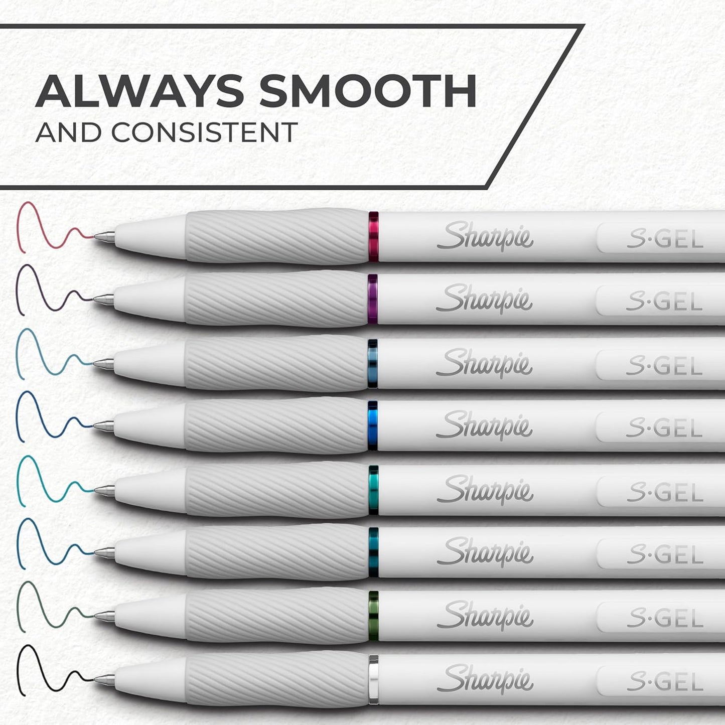 Sharpie S-Gel Pens, Fashion Barrel Gel Pens, Pearl White Body, Medium (0.7mm) Point, Bold Ink Colors, 12 Count