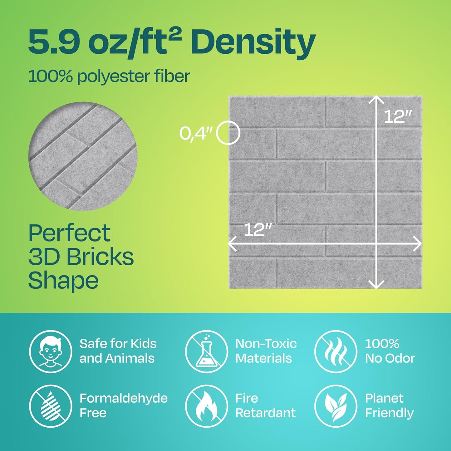 Acoustic Panels 18-Pack Soundproof Wall Panels 12"X12"X0.4" Brick Style Sound Panels Premium Sound Dampening Panels Easy Self Adhesive Installation - [Smoky White]