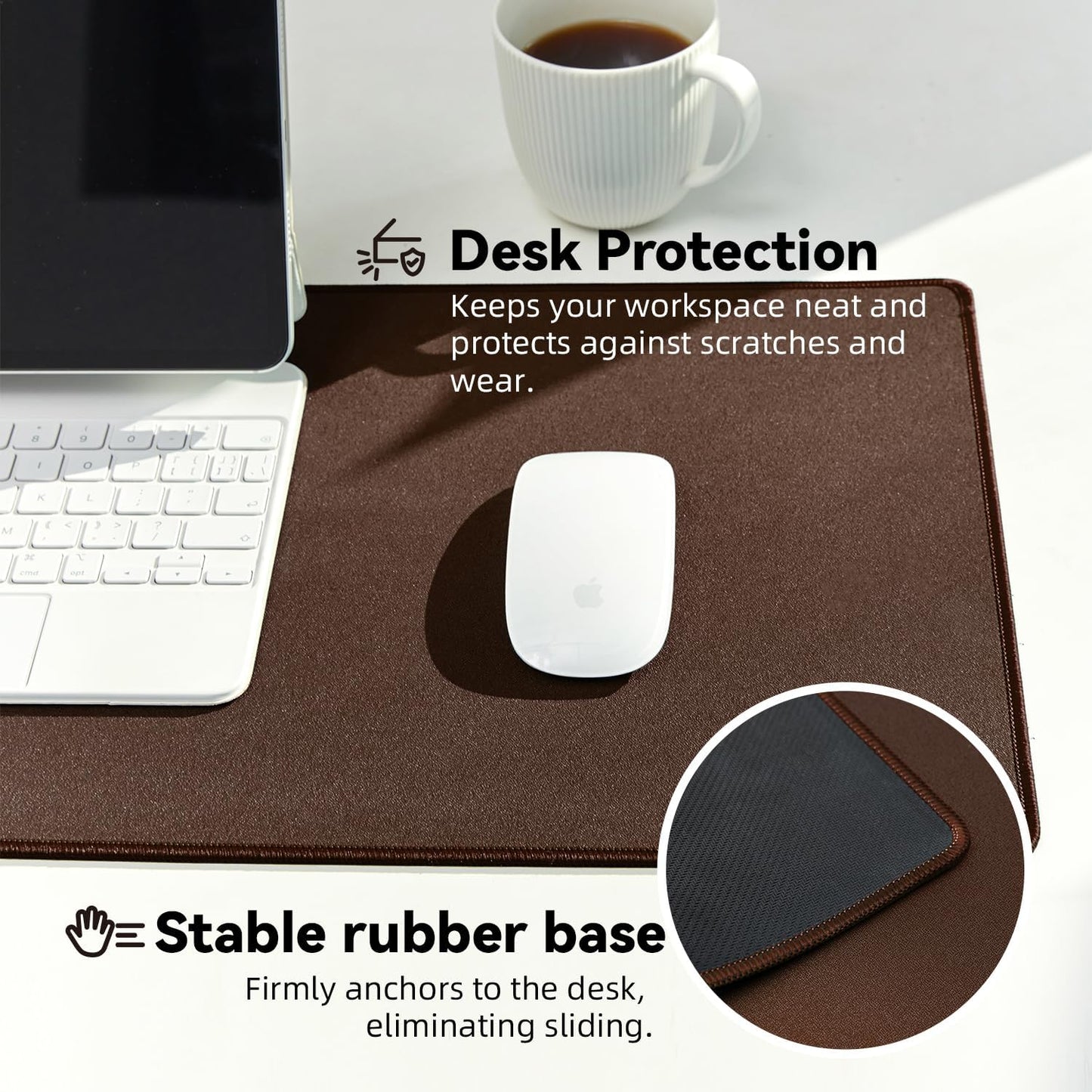 Waterproof Large Gaming Mouse Pad with Durable Stitched Edges, Non-Slip Rubber Base, Grainy Jacquard Mouse Mat Desk Pad for Home Office Gaming, 15.74"x35.43"x0.12", Coffee