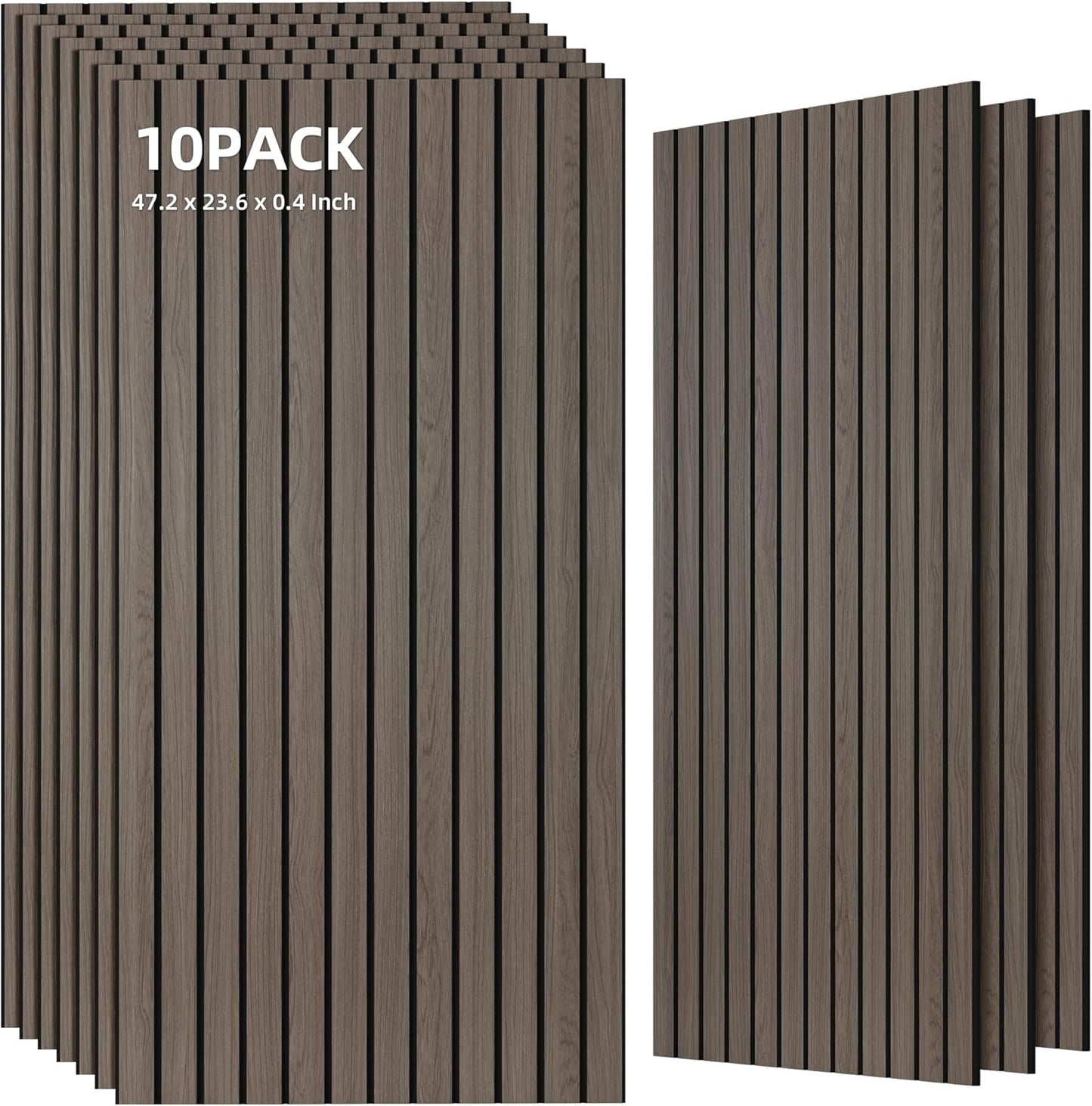 TO-TH Wood-Look Acoustic Wall Panels, 10 Pack 47.2” x 23.6” Acoustic Panels, Decorative Sound Absorbers Sound Dampening Panels for Home, Office, Basement, Walnut