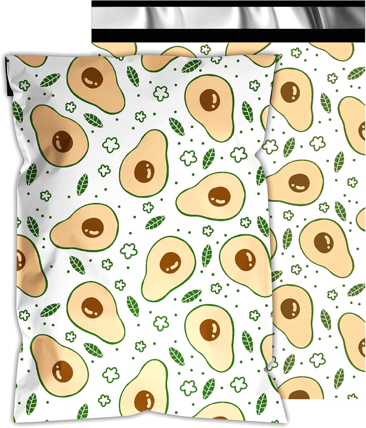 Poly Mailers 10x13 Inch 100 Pcs - Avocado printed Shipping Bags, 2.4mil Thickness, Waterproof and Tear Resistant Mailing Envelopes, Self-Sealing Packaging Bags for Small Business
