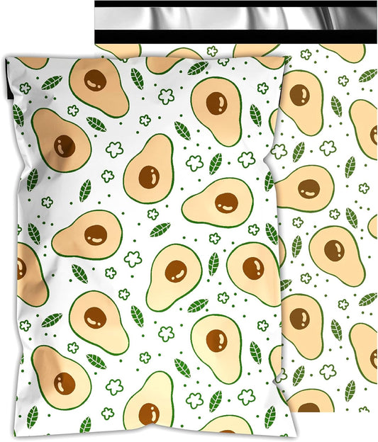 Poly Mailers 10x13 Inch 100 Pcs - Avocado printed Shipping Bags, 2.4mil Thickness, Waterproof and Tear Resistant Mailing Envelopes, Self-Sealing Packaging Bags for Small Business