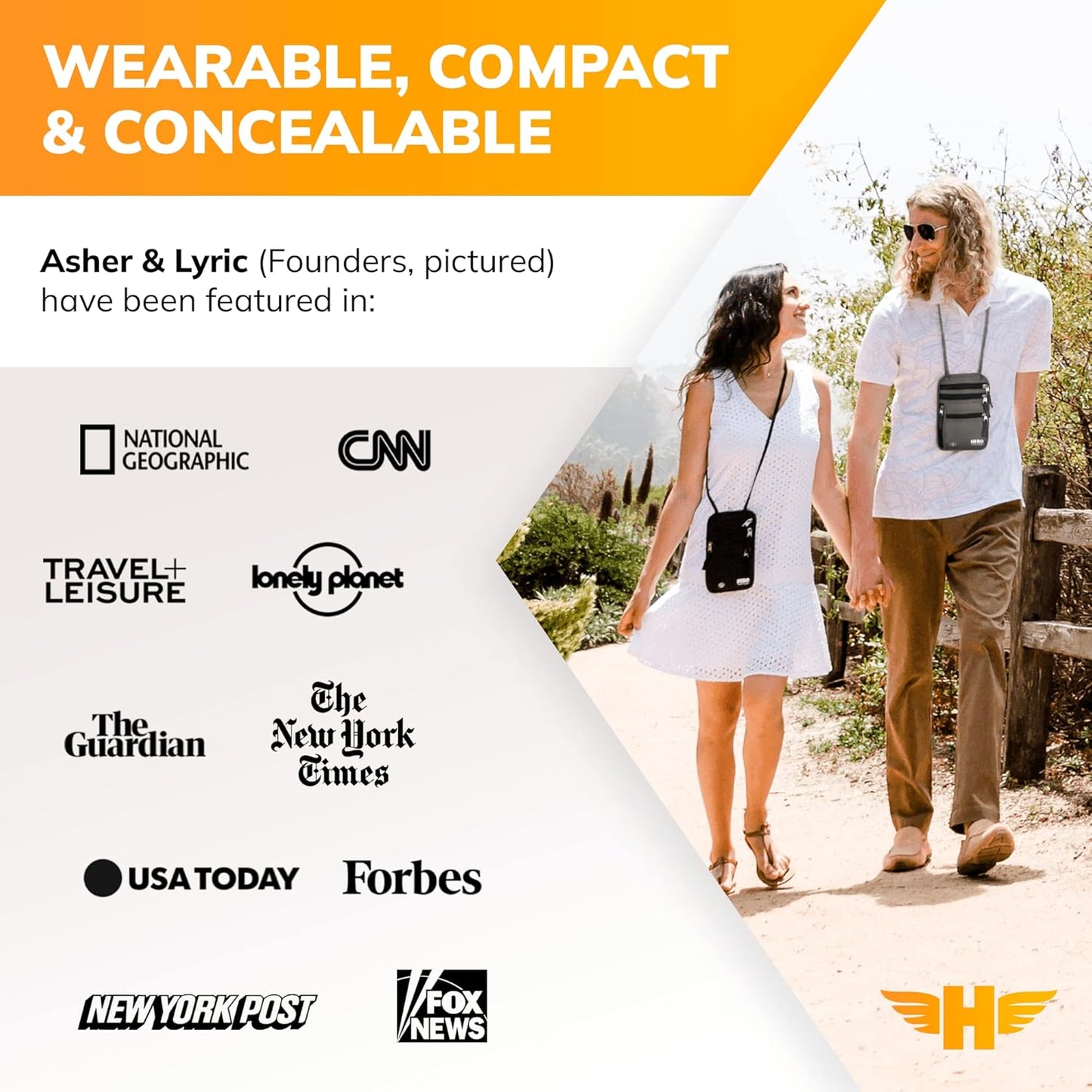 HERO Neck Wallet, RFID Blocking Passport Holder - Easy to Conceal and Pouch