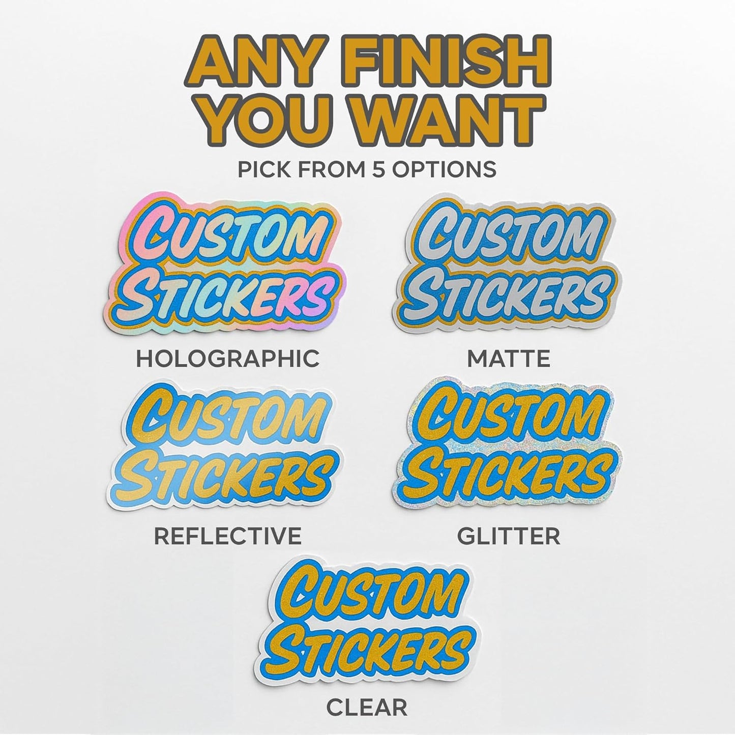 VulgrCo Personalized Custom Individually Die Cut Stickers Decals for Fun, Business, Weddings, Birthdays, Gifts Waterproof (Glitter Stickers)