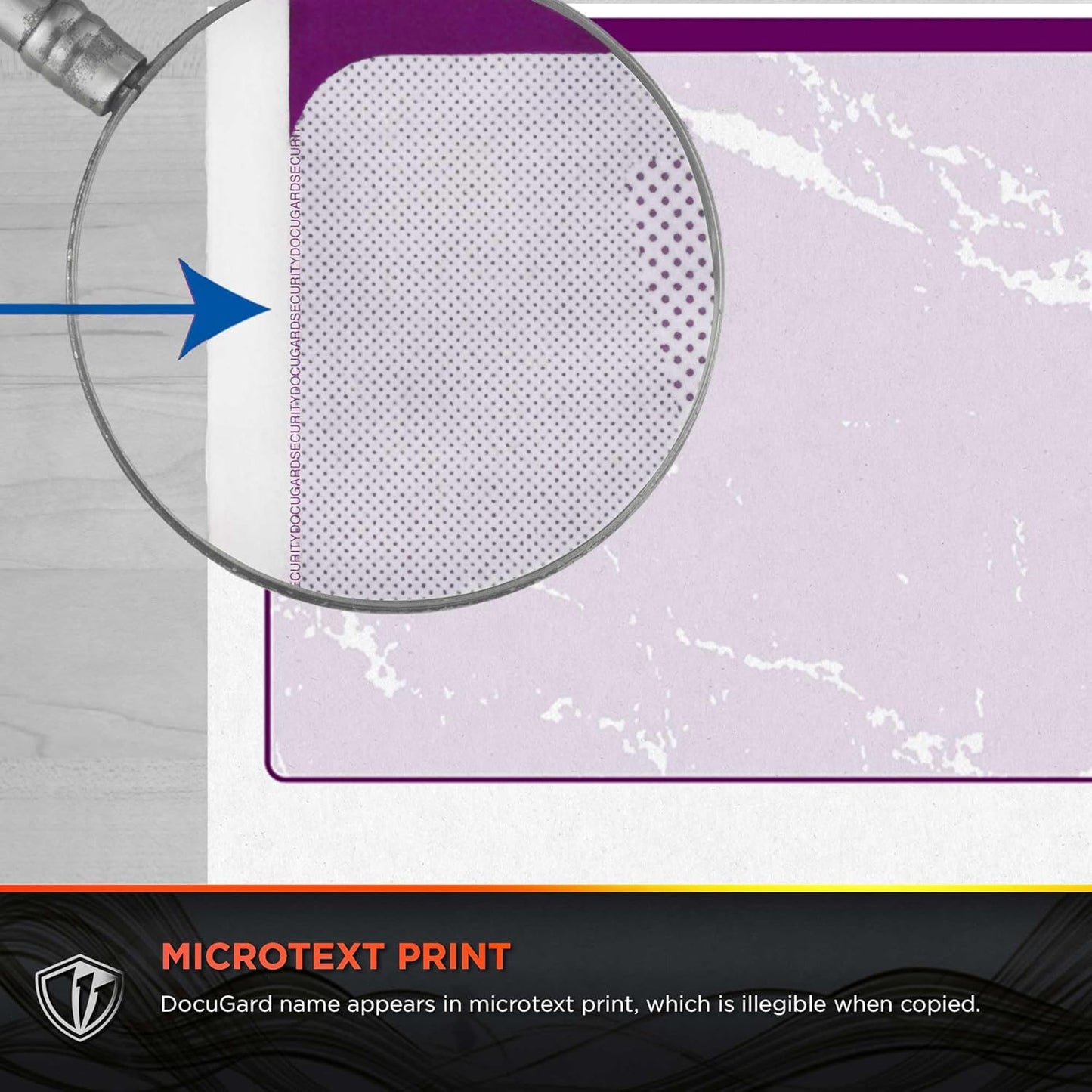 DocuGard Standard Purple Marble Bottom High Security Check Paper - QuickBooks & Laser/Inkjet Printer Compatible - 11 Security Features - 500 Blank Business Checks (04523)