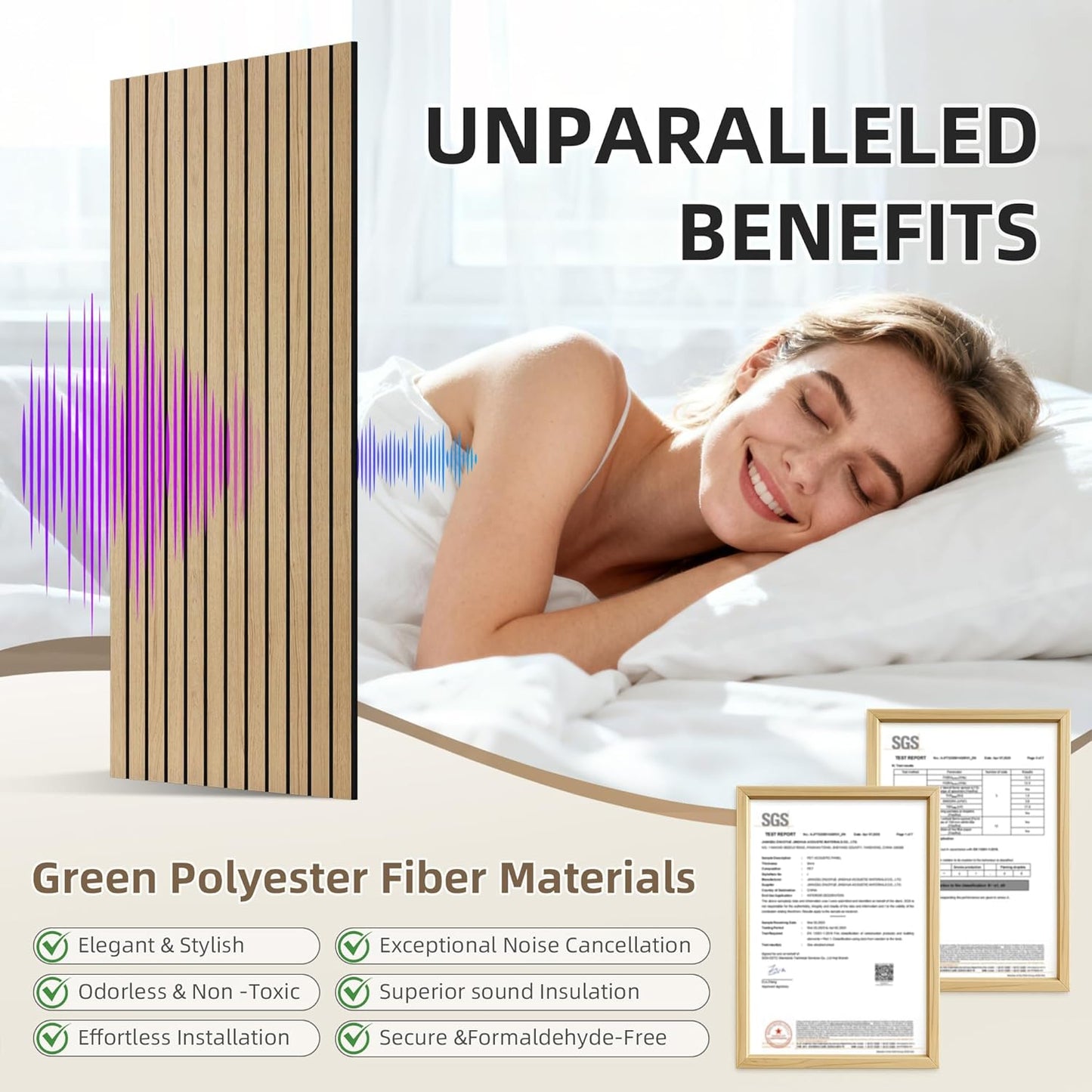 TO-TH Wood-Look Acoustic Wall Panels, 10 Pack 47.2” x 23.6” Acoustic Panels, Decorative Sound Absorbers Sound Dampening Panels for Home, Office, Basement, Teak