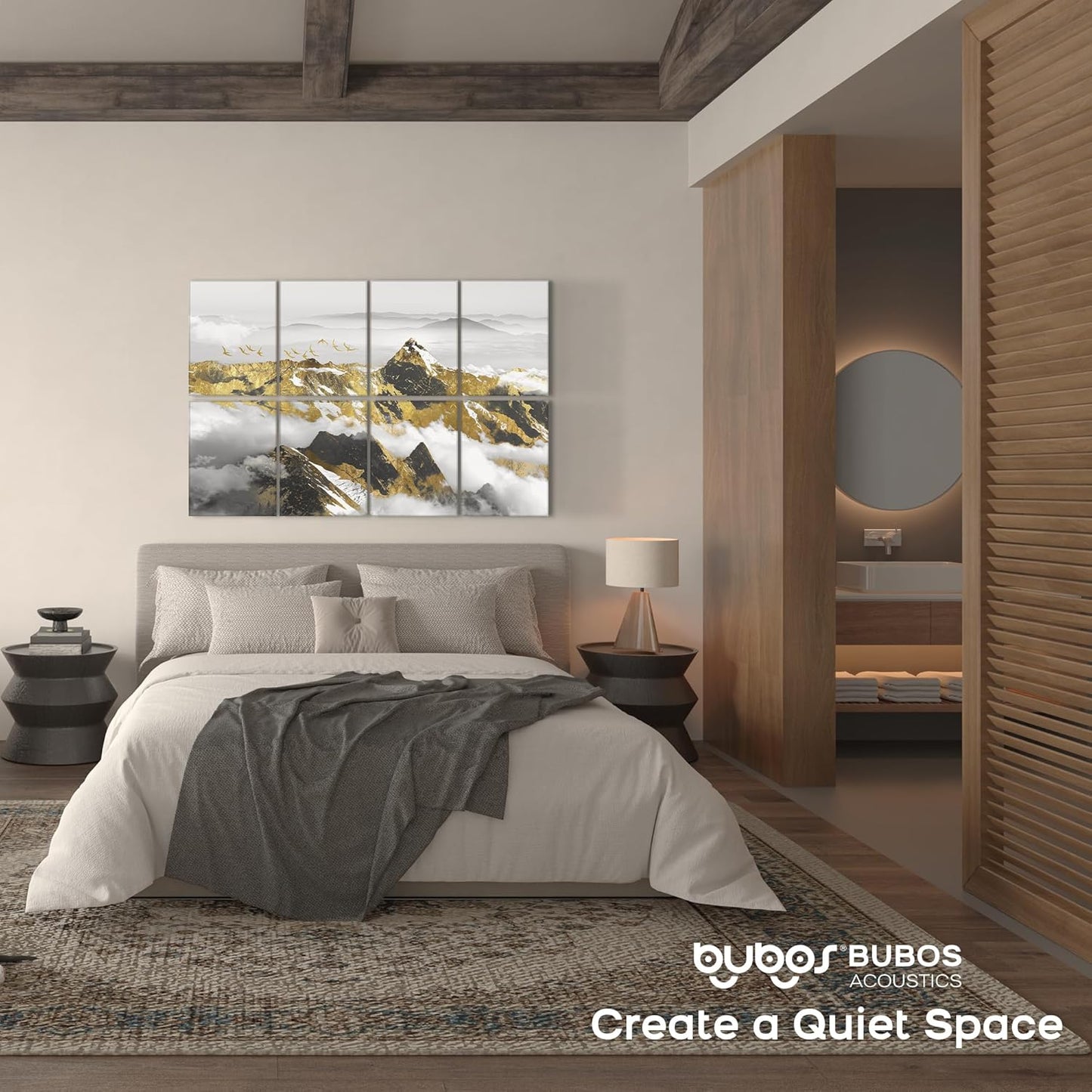 BUBOS 8 Pack Art Acoustic Panels Soundproof Wall Panel,47.2X31.4 Inches Sound Absorbing Panel,Self-adhesive Decorative Acoustical Wall Panels, Acoustic Treatment for Ceiling Home Office (Mountain)