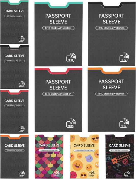 7 RFID Blocking Sleeves And 4 Passport Covers Protect Your Cards And Passport From Electronic Theft