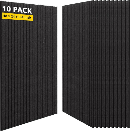 Acoustic Panels,10 Pack Sound Panels Noise Reducing for Walls,48"x24"x0.4" Soundproof Wall Panels,High-Density Acoustic Wall Panels,Decorative Wall Sound Absorbing Panel,Black