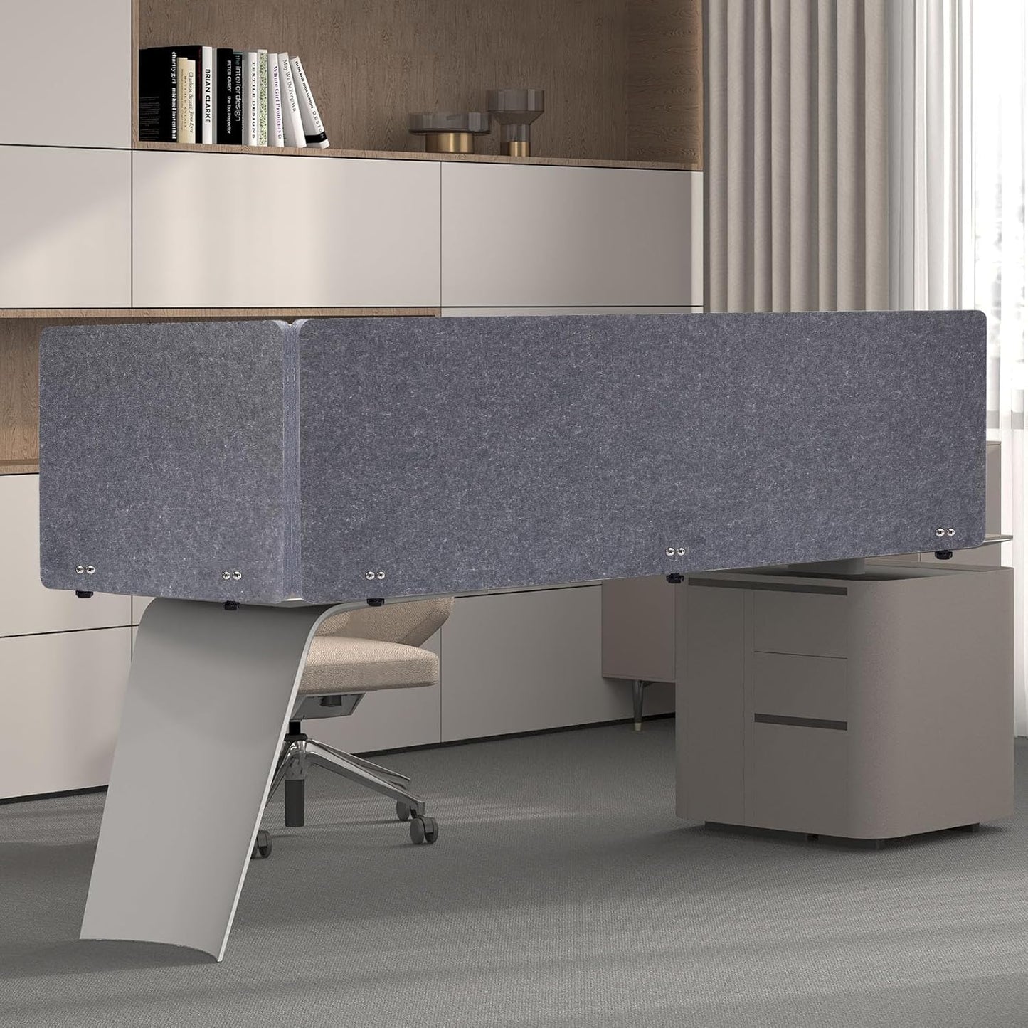 Clamp-On Office Partition, Privacy Panel for Desk, Sound Absorbing Cubicle Desk Divider, Three-Side Panel, 59 X 24 X 24 / Gray