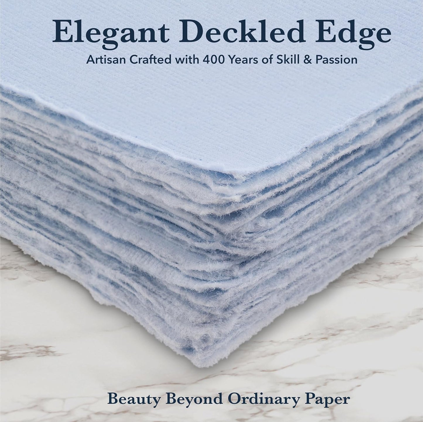 Wanderings Blue A4 Handmade Paper with Deckled Edge - 8.3" x 11.7", 150 GSM, 50 Sheets Textured Paper - Perfect for, Drawing, Writing, Printing, Watercolor & Mixed Media