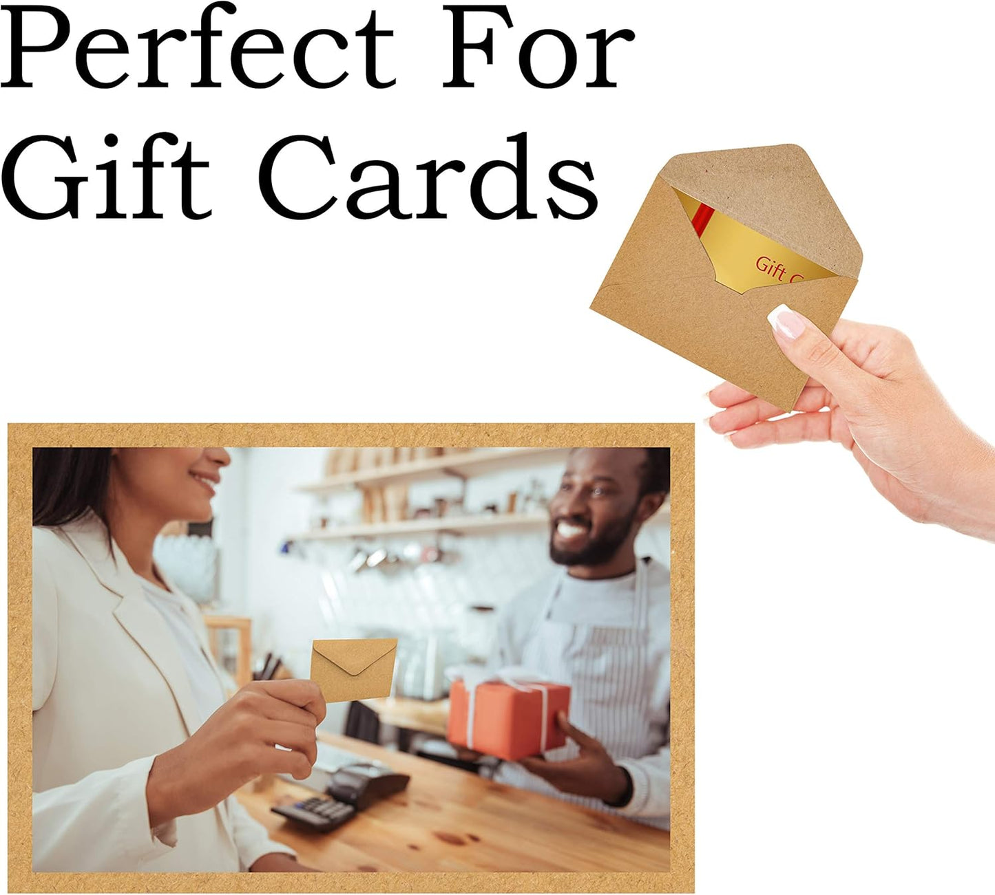 Mini Envelopes Kraft 200 Pk Small 4.125” x 2.78” Brown Gift Cards Invitations Business Notes Tiny Mini Greeting Cards Save the Date Holders Sleeves Bulk