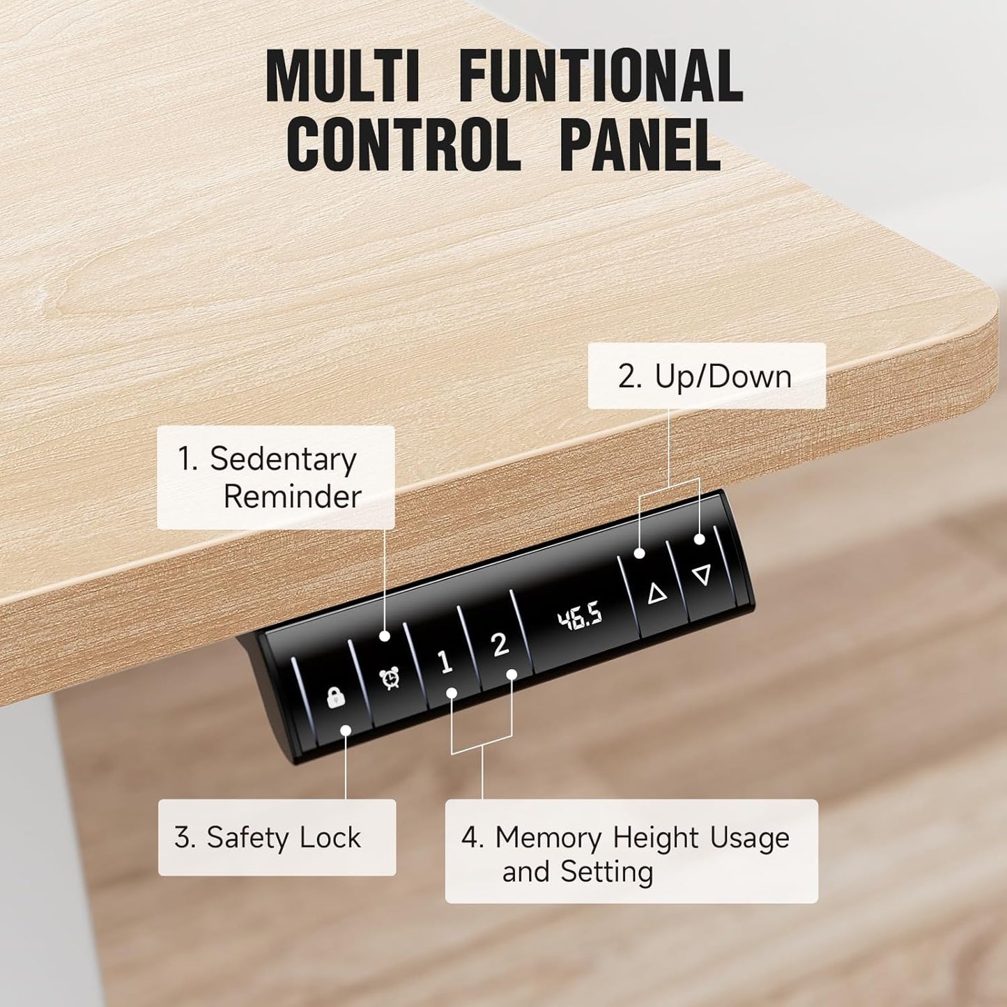 Veken 47.2 Inch Electric Standing Desk, Height Adjustable Sit Stand Up, Wood Desktop, Work Home Office Computer PC Desks, Gaming Writing Study Bedroom Rising Table, Nature