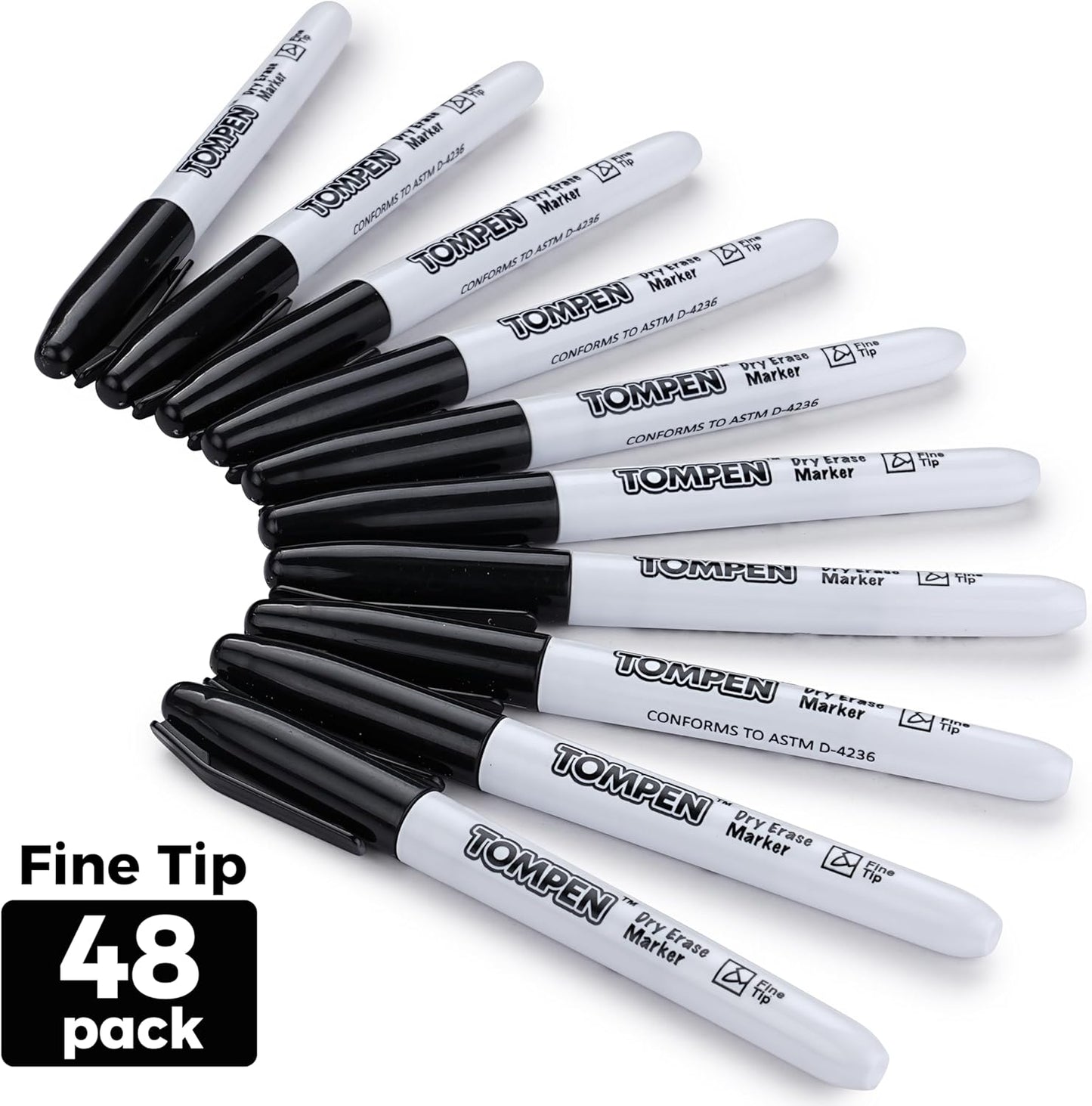 Dry Erase Markers Fine Tip,Black,48 Count Bulk,Thin Erasable Whiteboard Markers with Low Odor Ink Quick-Drying for Calendar Boards Office Home School Writing Planning