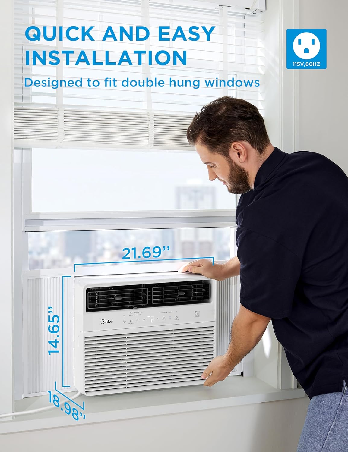 Midea 12,000 BTU Smart Inverter Window Air Conditioner with APP, Alexa Control, 115V AC Unit Cools up to 550 Sq. Ft, Quiet Operation, Energy Saving, Remote & Easy Installation Kit, White