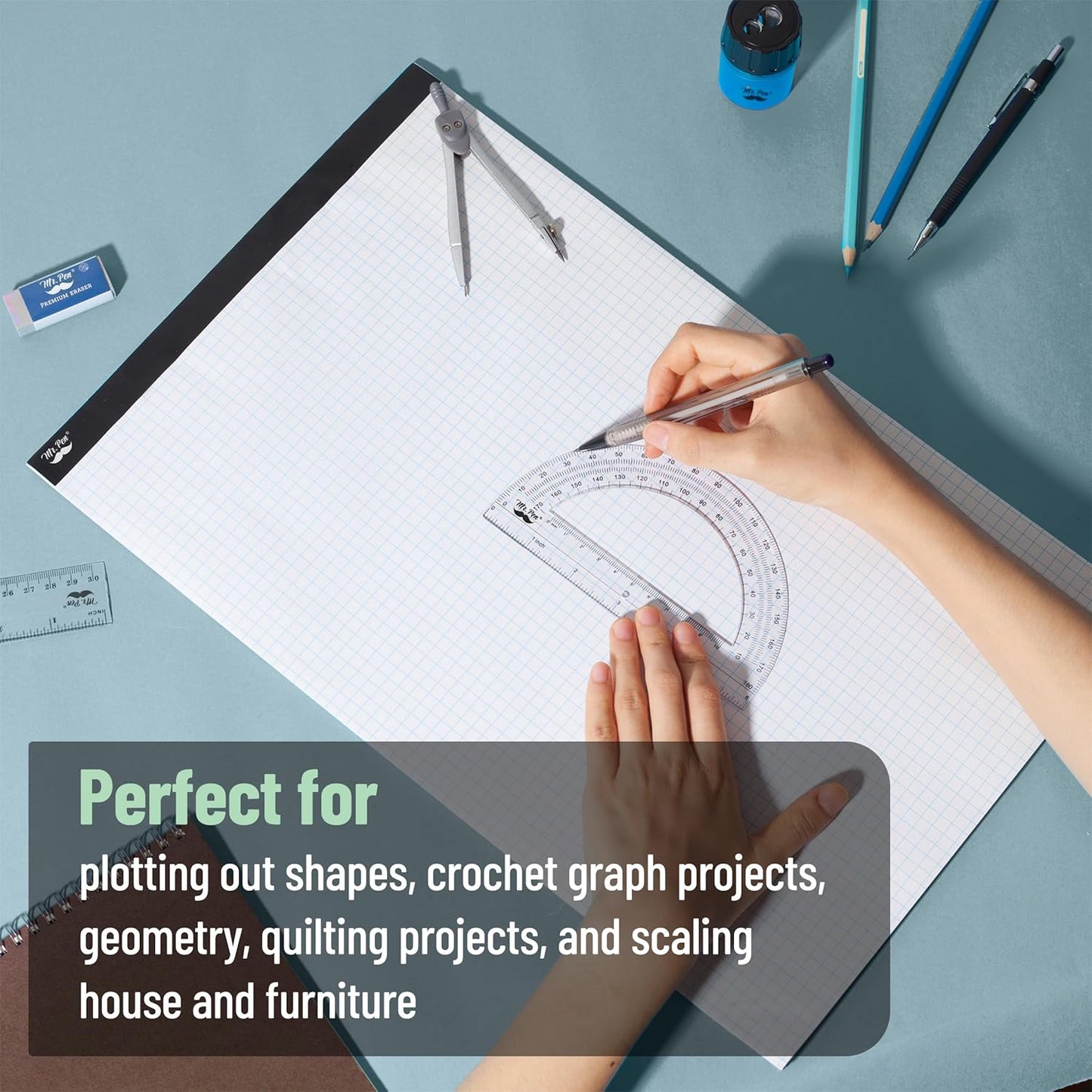 Mr. Pen Graph Paper, Grid Paper, 4x4 (4 Squares per inch), 17"x11", 22 Sheet