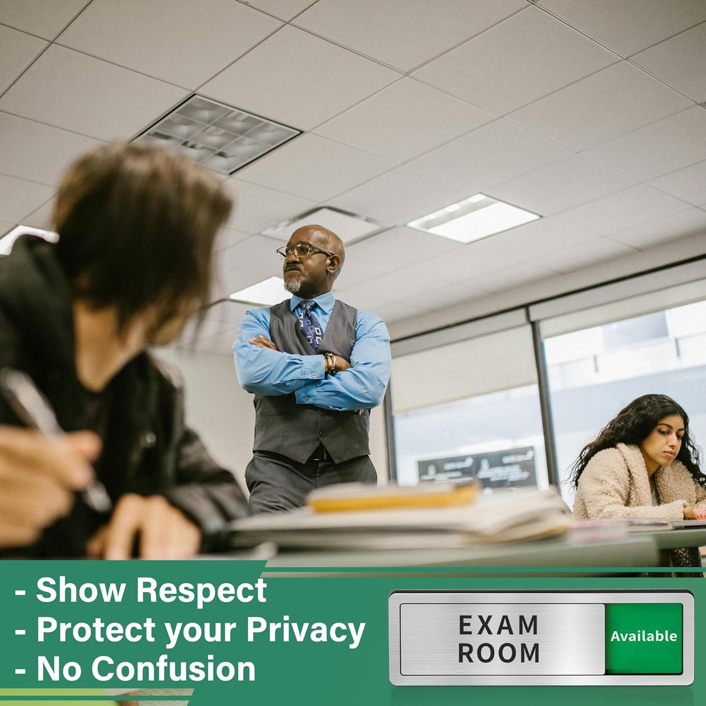 Exam Room Sign, Exam Room Numbers, In Use/Available Slider Door Signs for Therapists, School, Medical Office, Hospital-Easy Installation