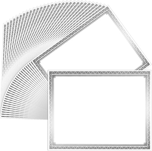 150 Sheets Certificate Paper 8.5 x 11 for Printing Blank Award Certificate for Graduation Diploma Achievement Participation Award Document(Silver)